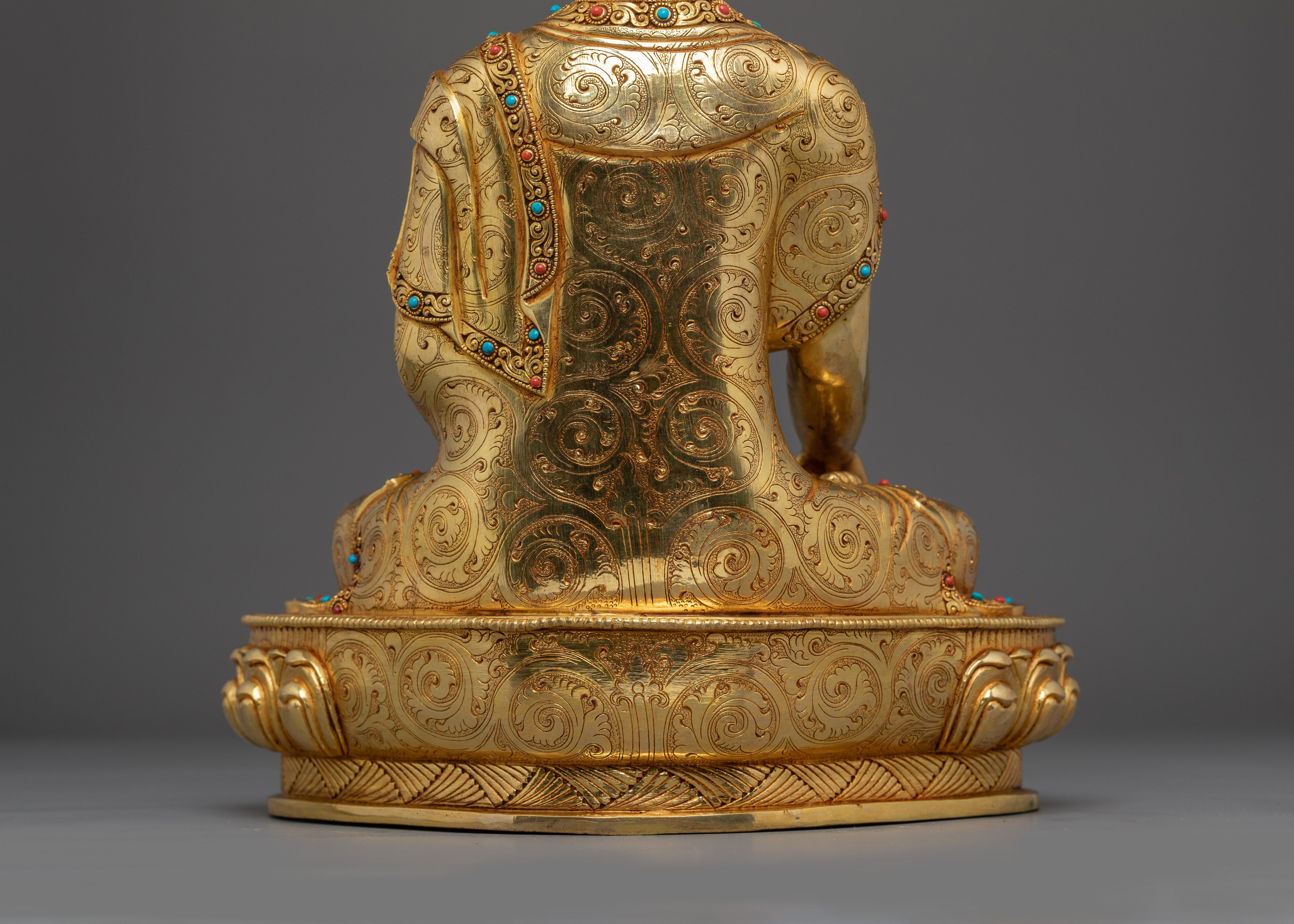 Shakyamuni Buddha, Lotus Seated Historical Buddha | Nepali Handcrafted Gold Icon