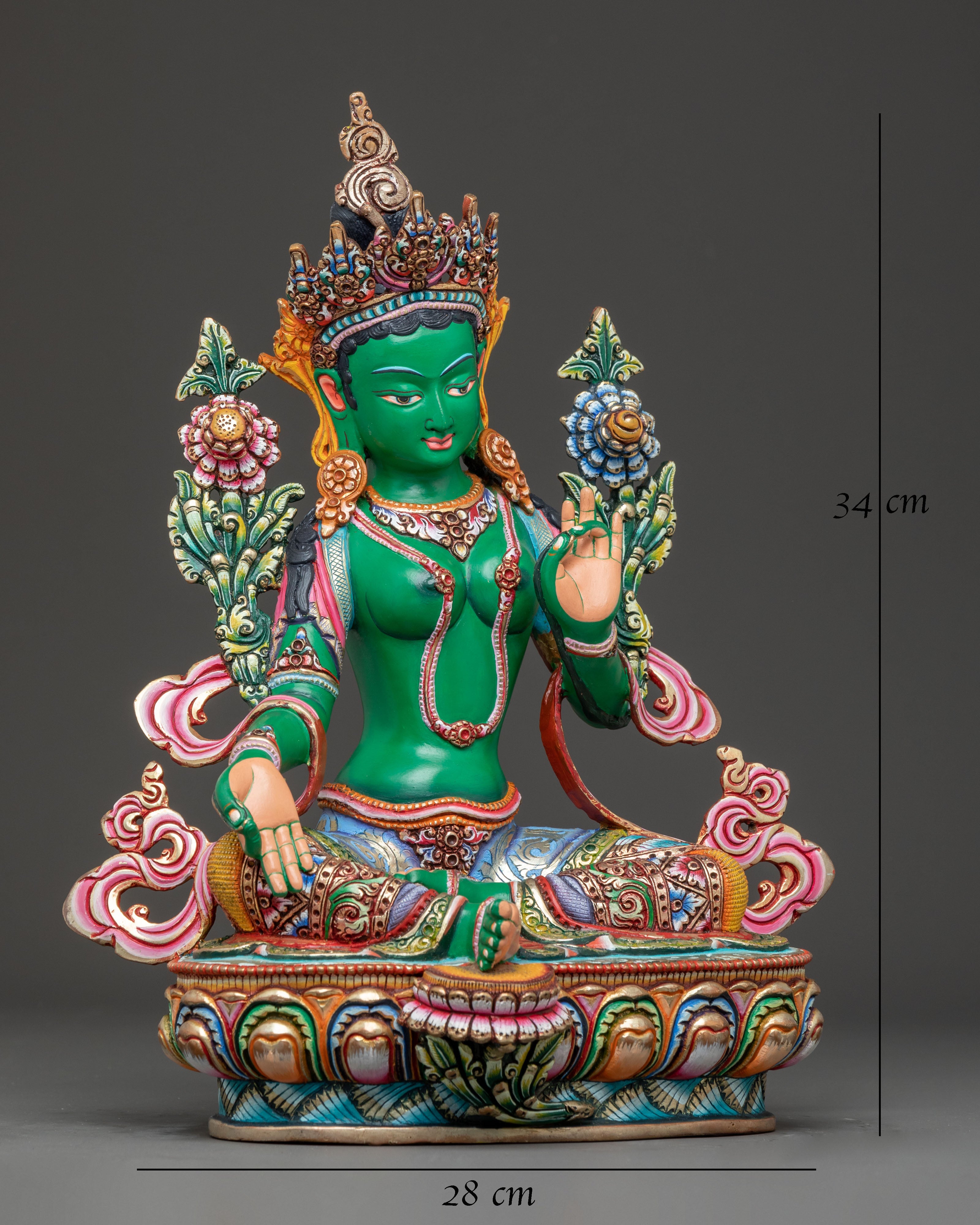 Handcrafted Liberation Mother Green Tara (Shyama Tara) Sculpture