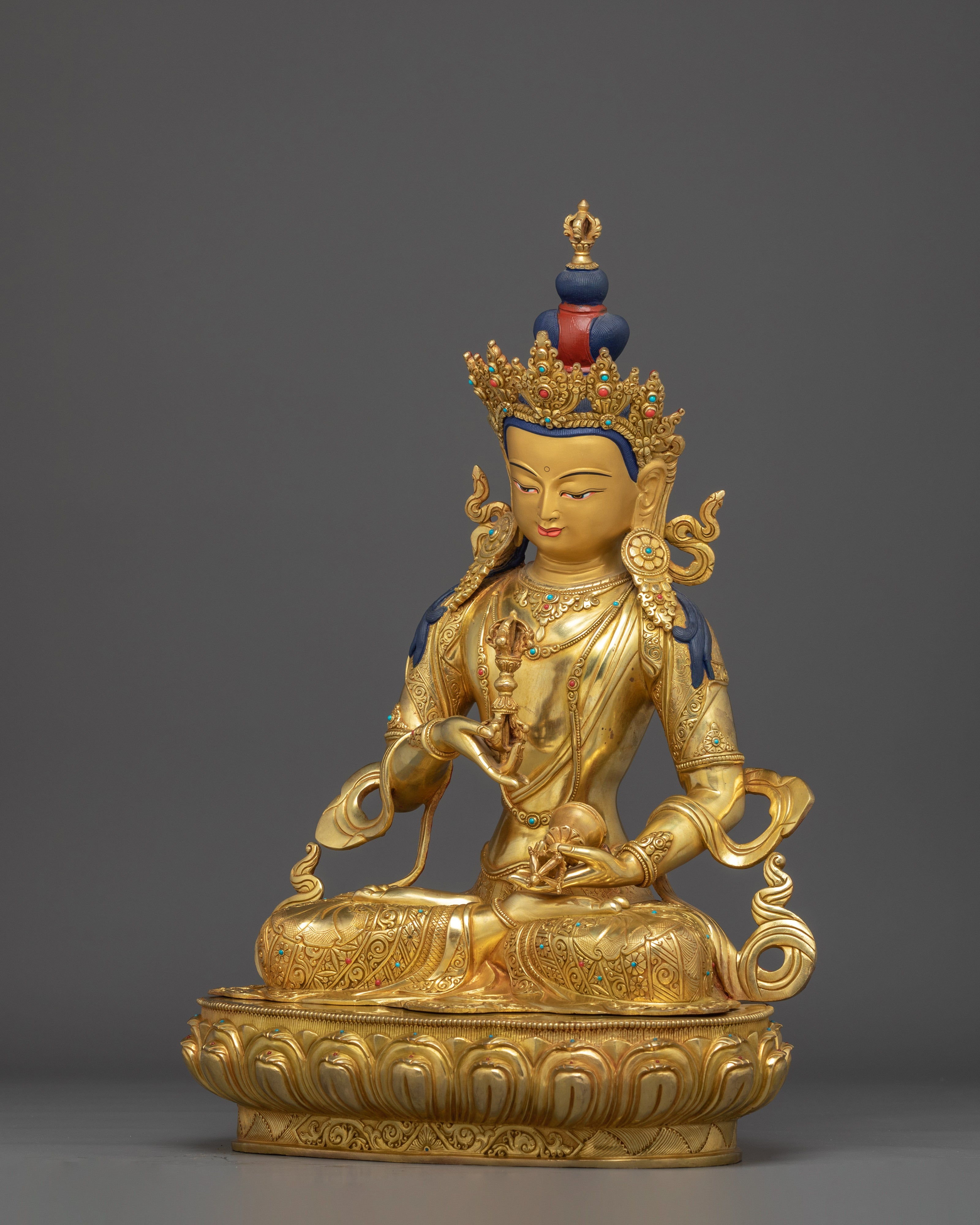 Tibetan Golden Vajrasattva Icon | Sacred Bodhisattva of Purity