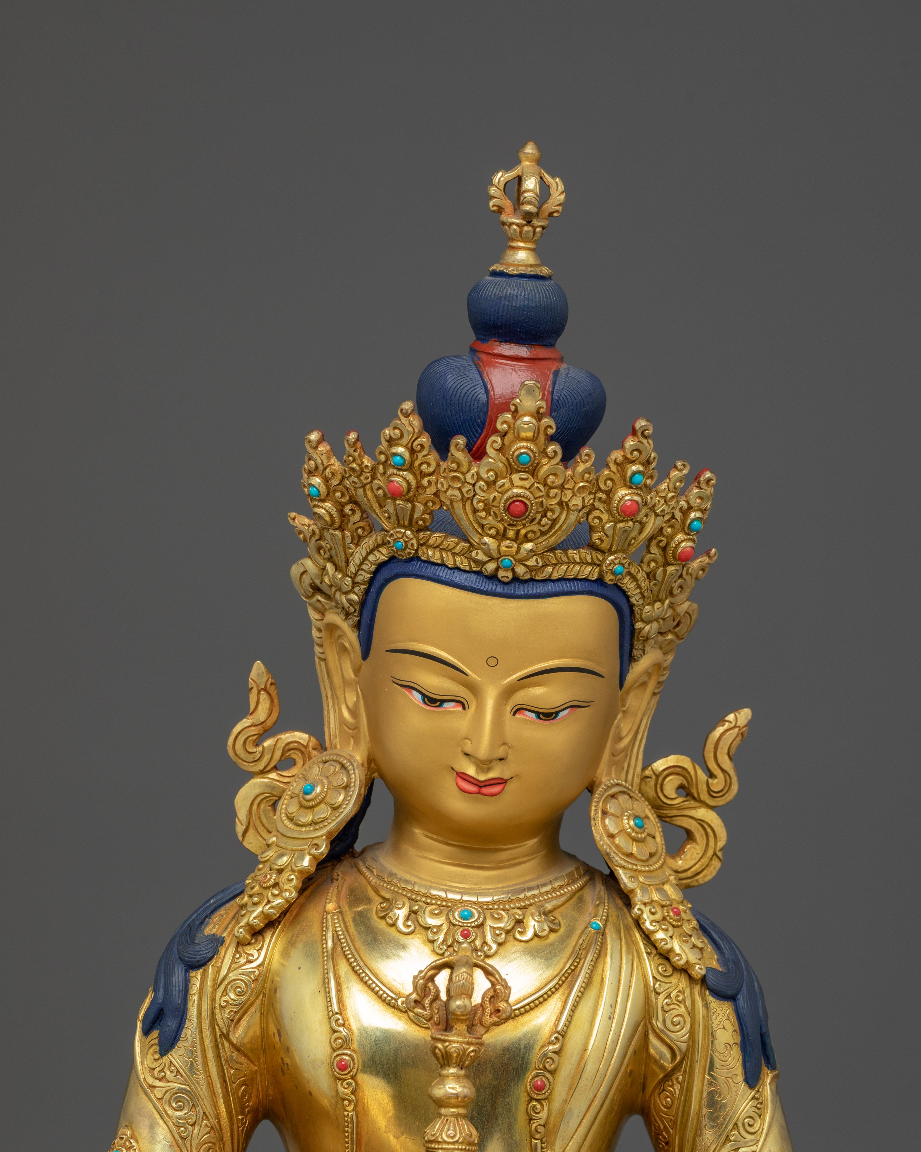 Tibetan Golden Vajrasattva Icon | Sacred Bodhisattva of Purity