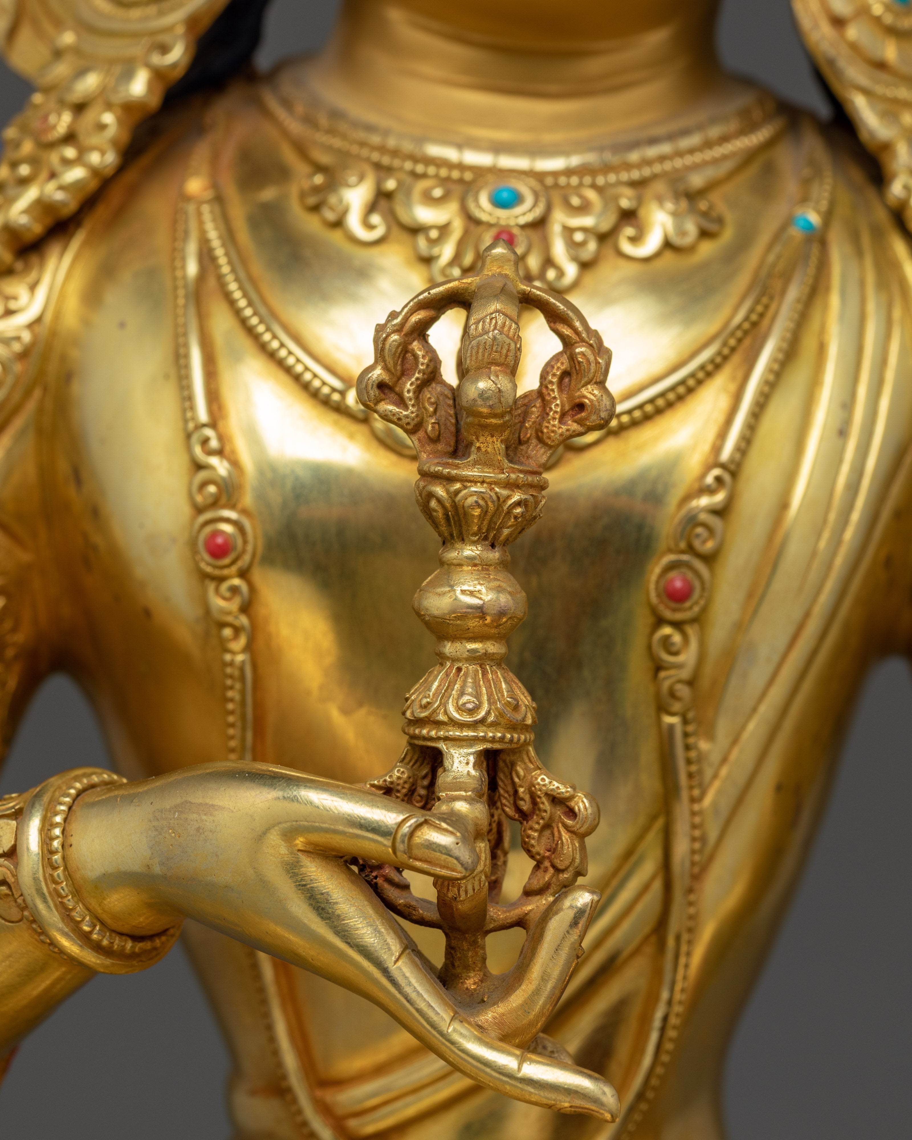 Tibetan Golden Vajrasattva Icon | Sacred Bodhisattva of Purity