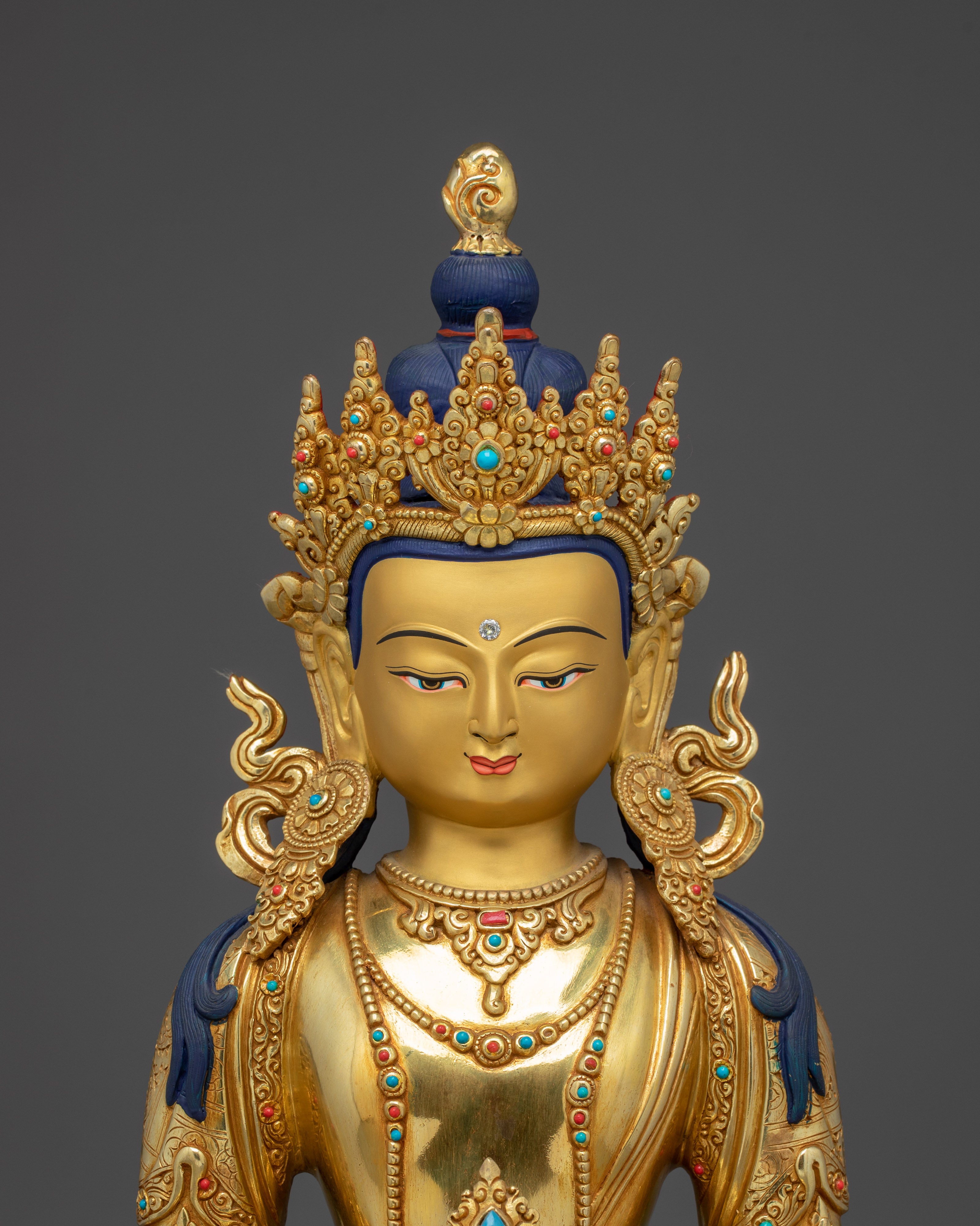 Amitayus, Bringer of Light | Nepali Gold Gilded Himalayan Icon