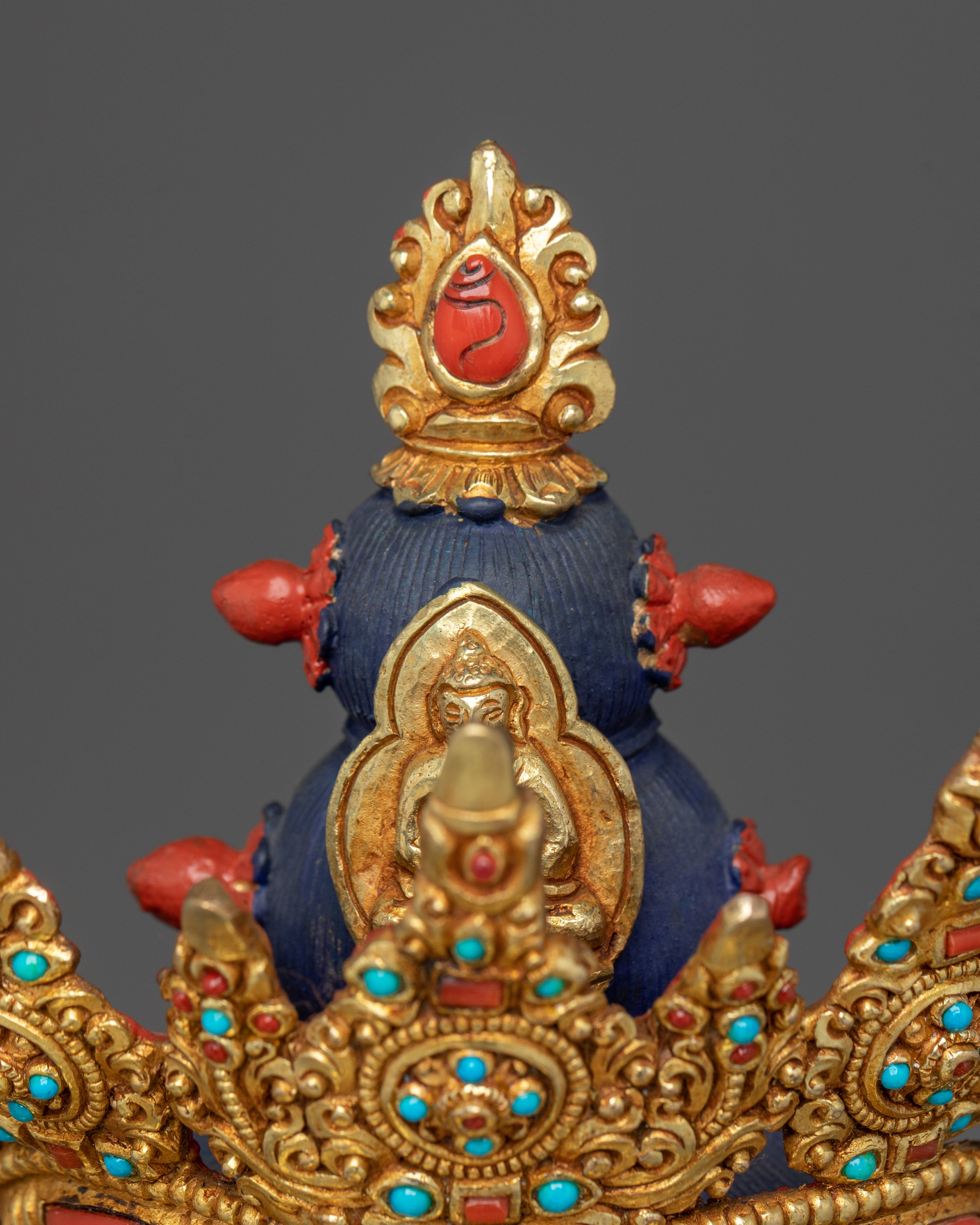 Sacred Lotus Seated Chenrezig | Gold Gilded Himalayan Icon