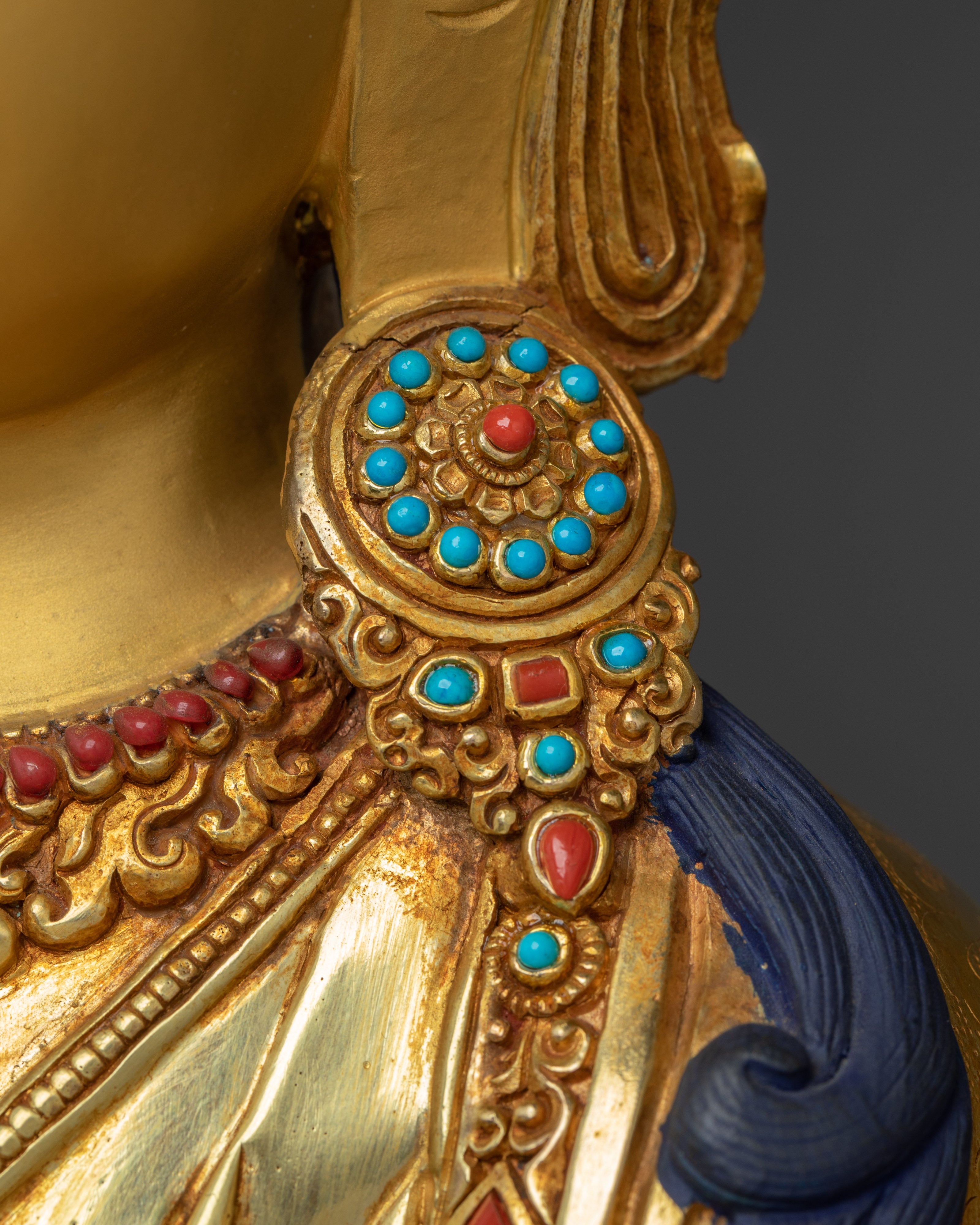 Sacred Lotus Seated Chenrezig | Gold Gilded Himalayan Icon