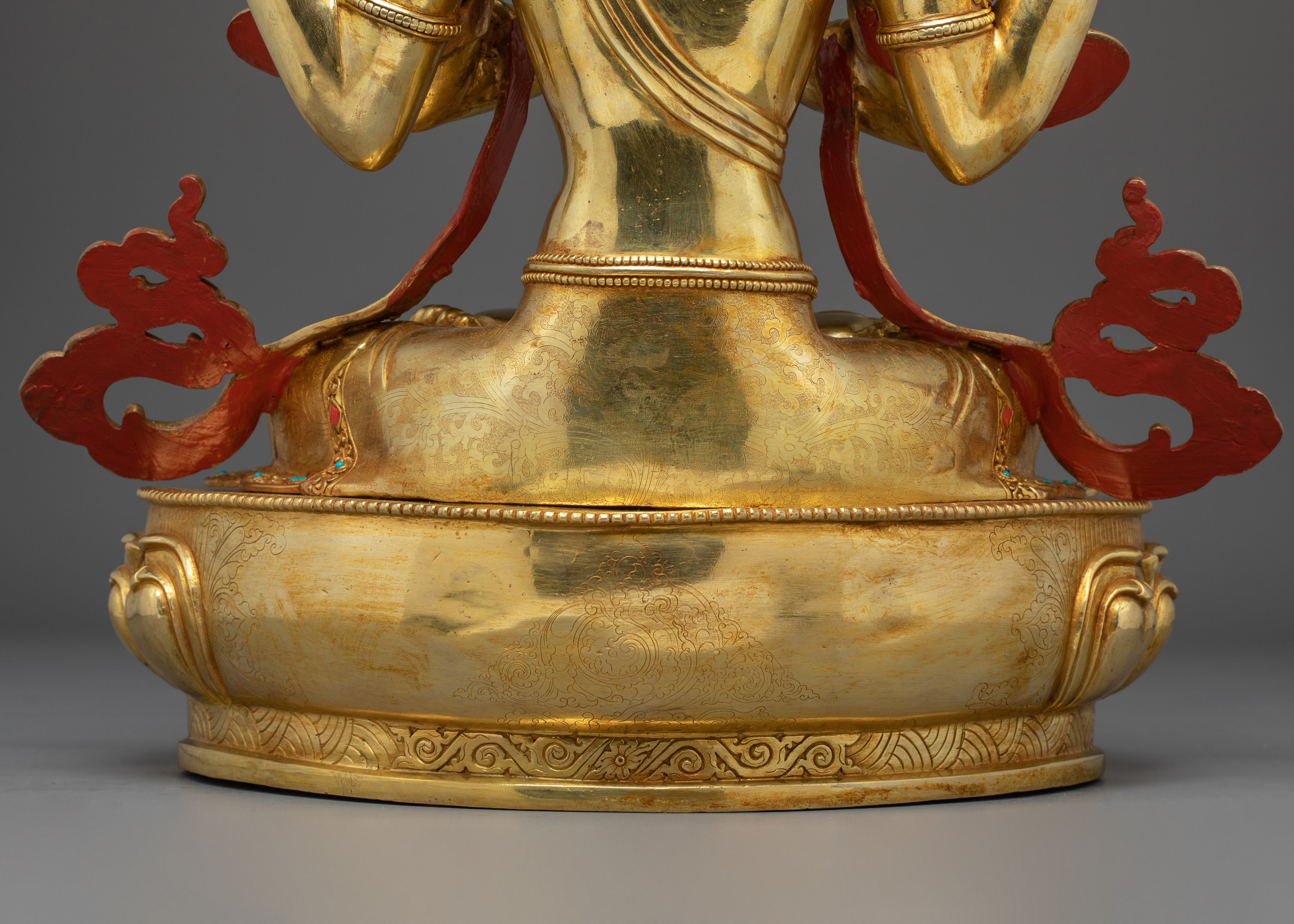 Sacred Lotus Seated Chenrezig | Gold Gilded Himalayan Icon