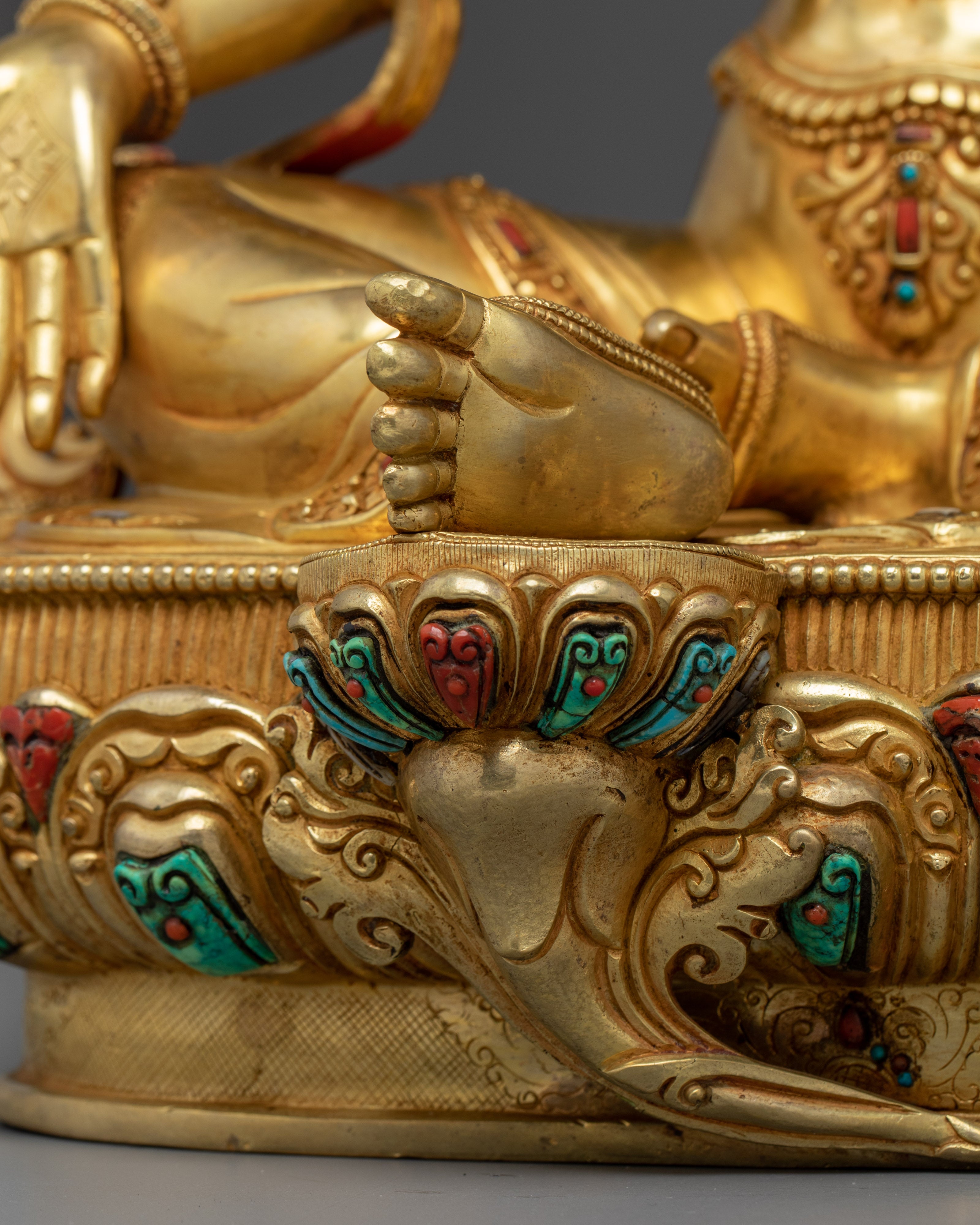 Green Tara, Guardian of Compassion | Nepali Handcrafted Gold Icon