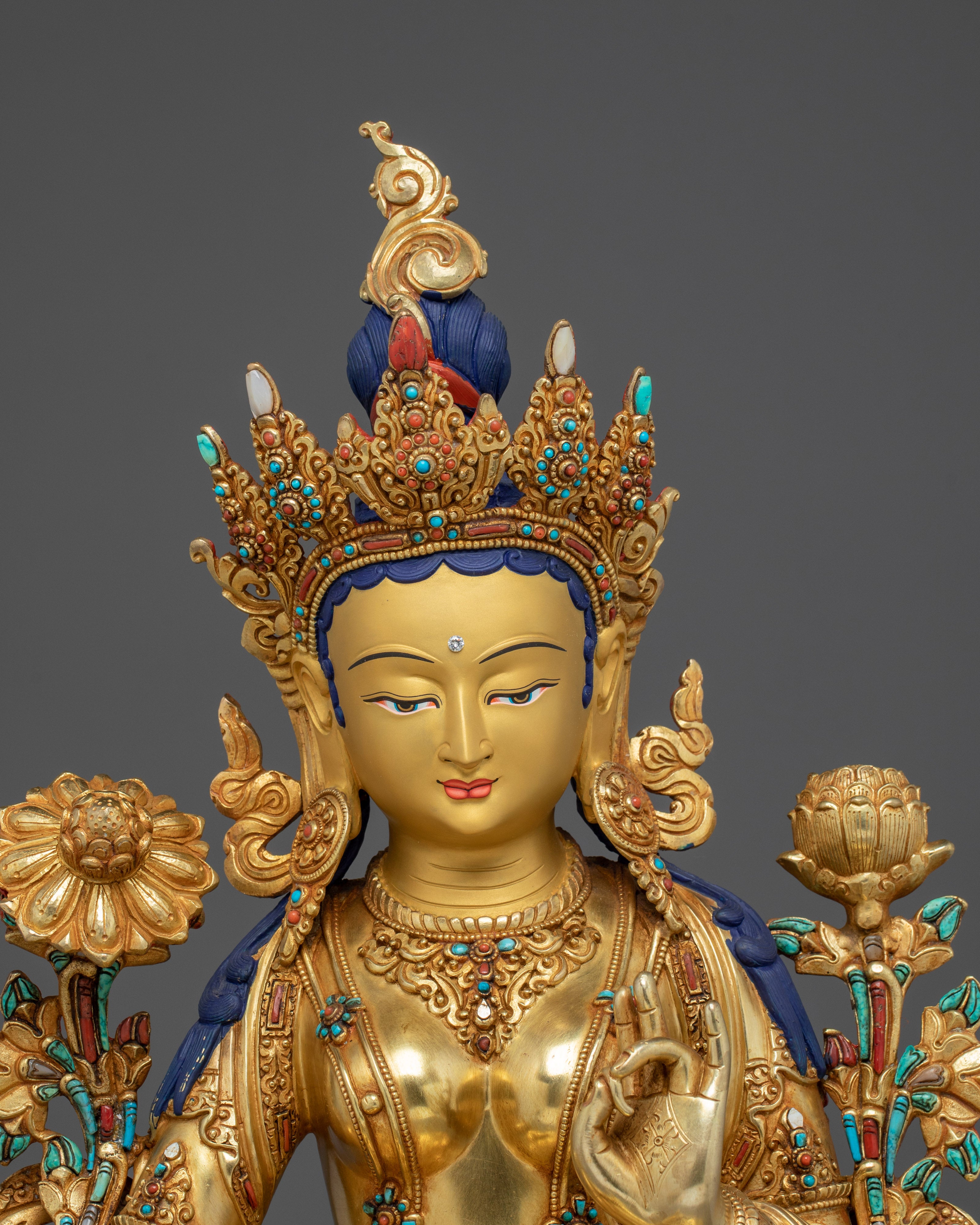 Green Tara, Guardian of Compassion | Nepali Handcrafted Gold Icon
