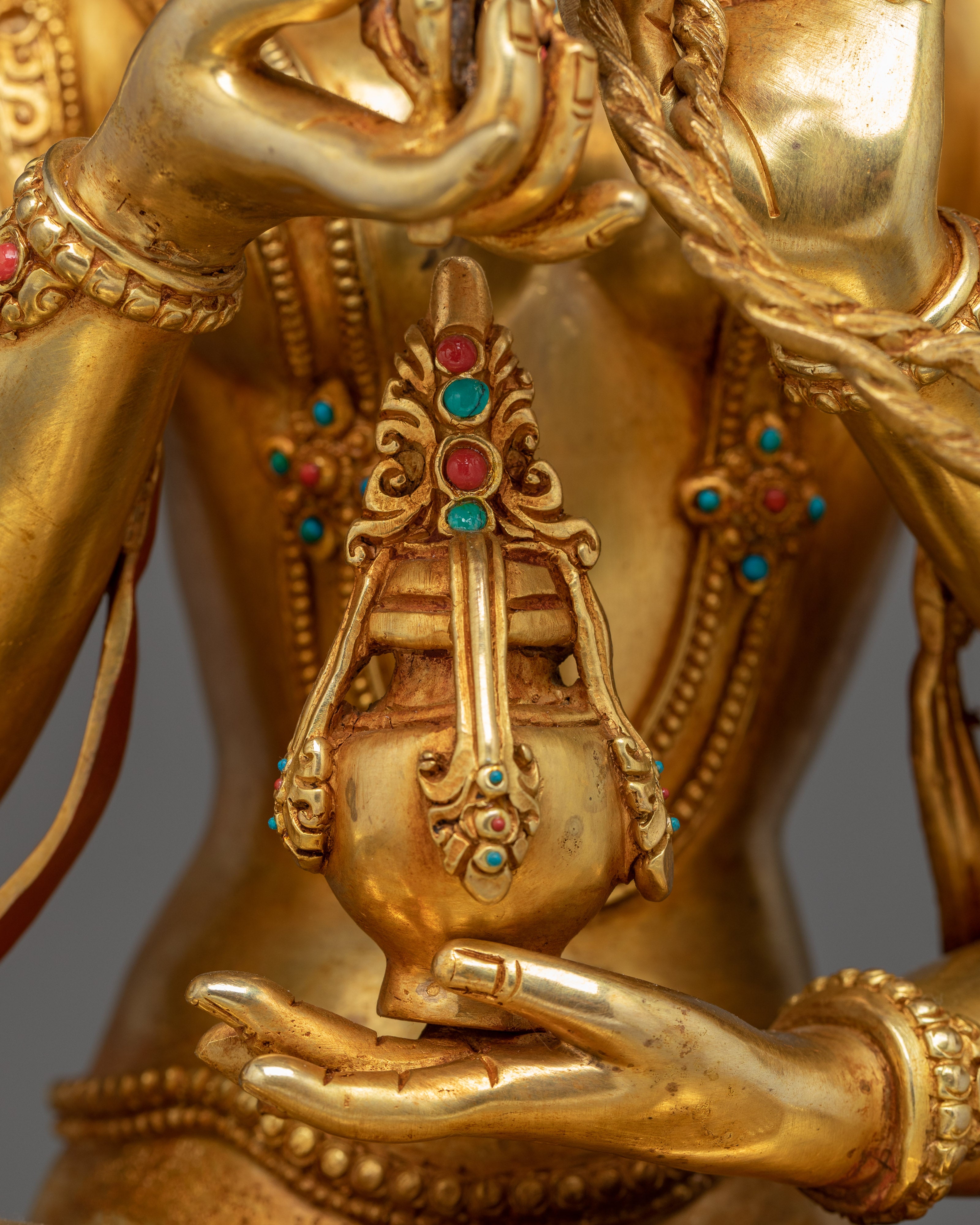 Himalayan Wrathful Deity Namgyalma | Nepali Gold Gilded Icon
