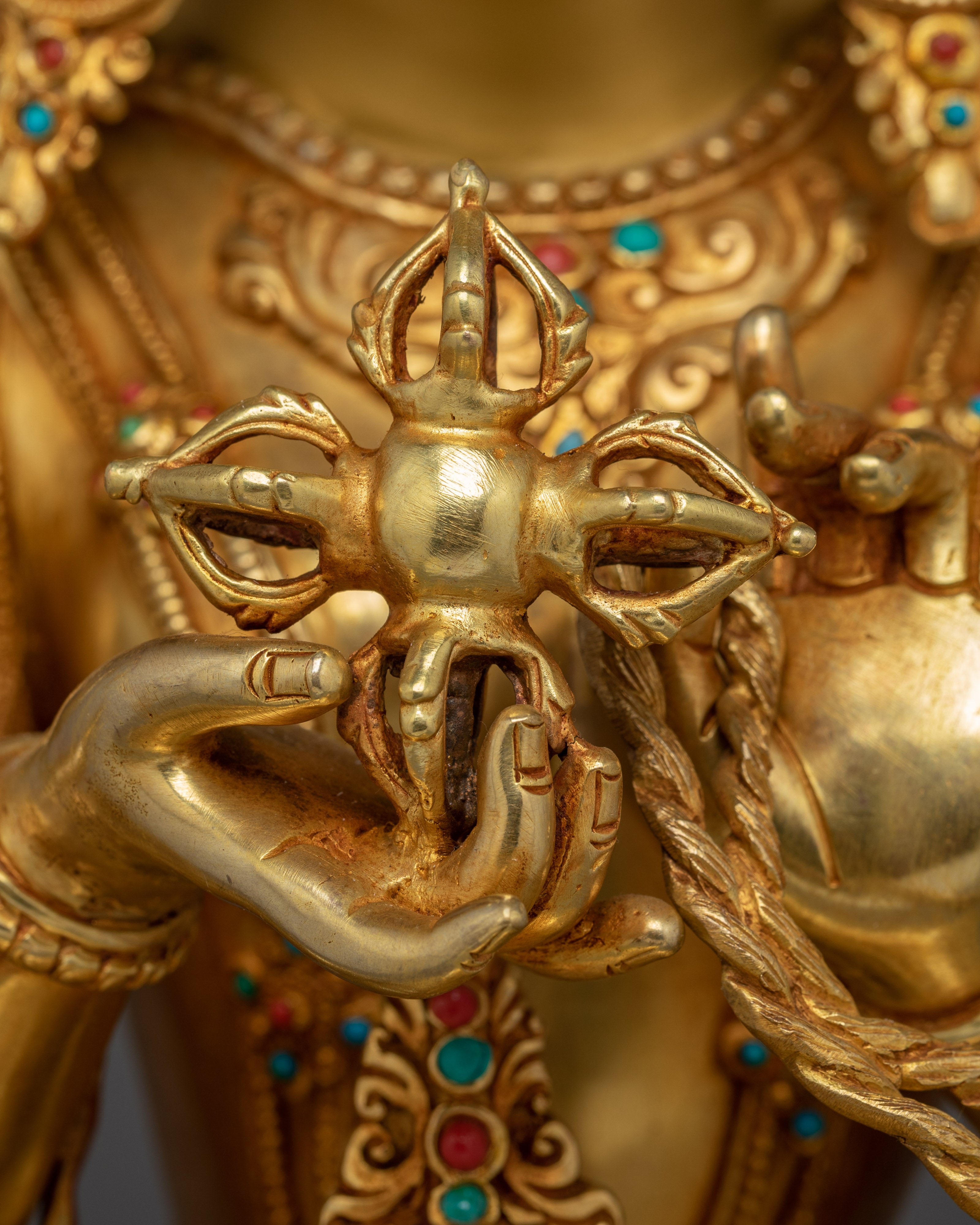 Himalayan Wrathful Deity Namgyalma | Nepali Gold Gilded Icon
