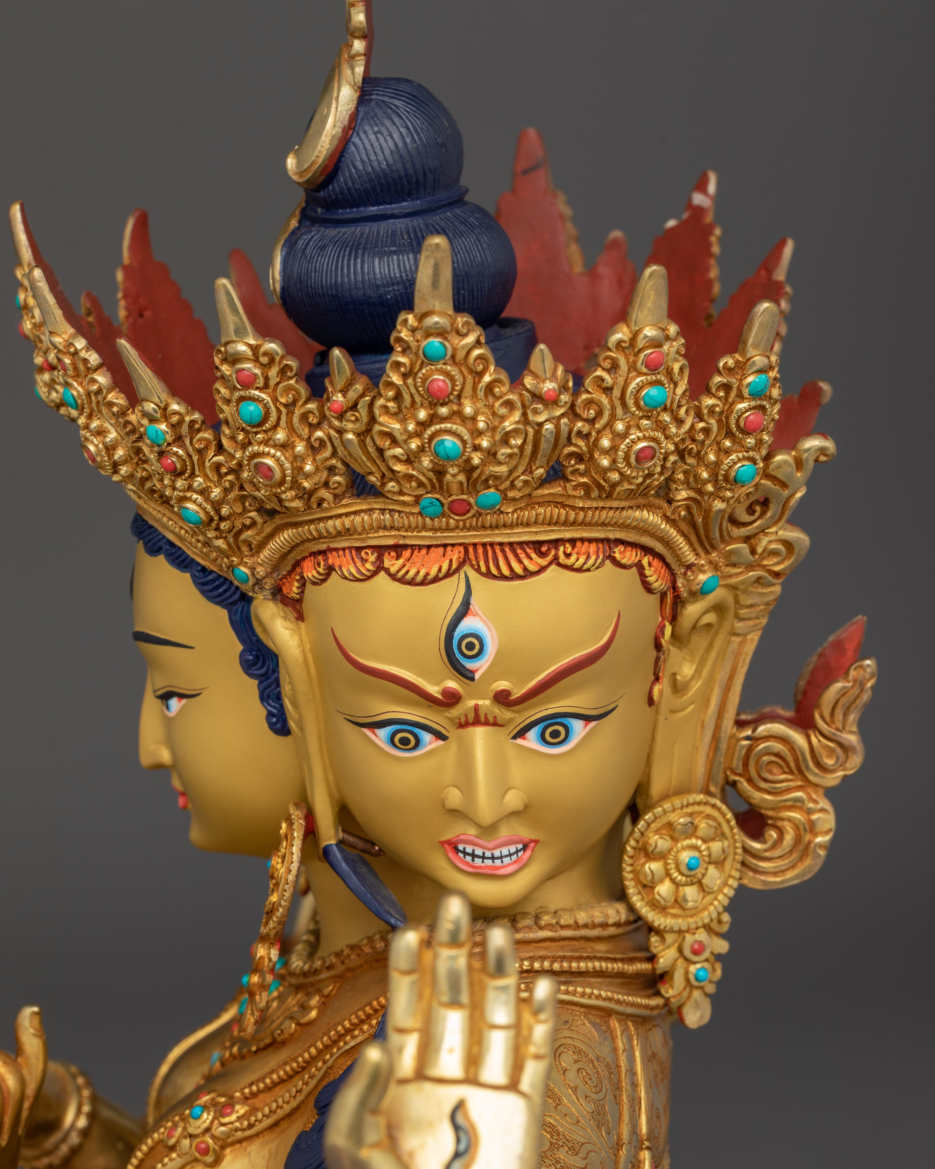 Himalayan Wrathful Deity Namgyalma | Nepali Gold Gilded Icon