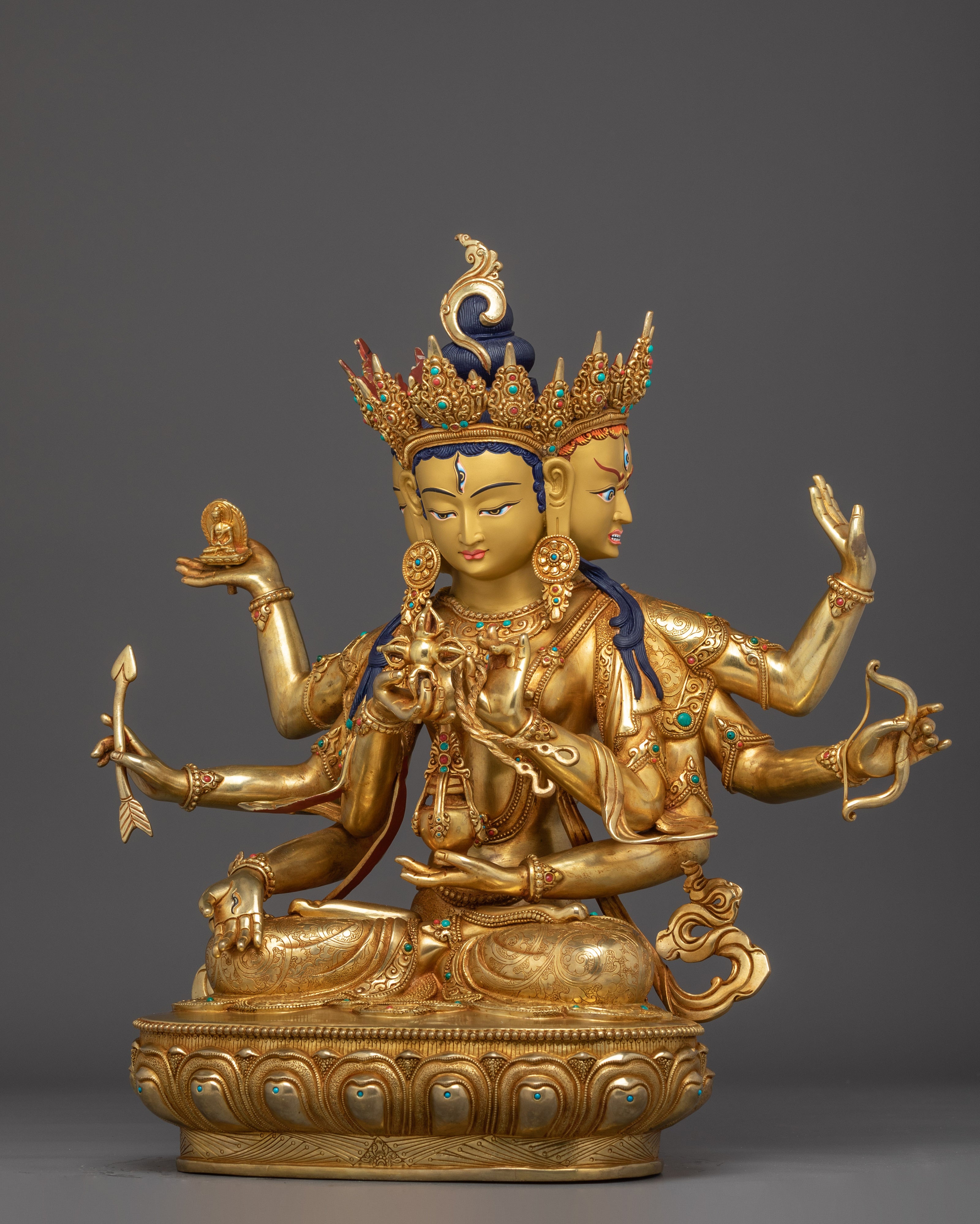 Himalayan Wrathful Deity Namgyalma | Nepali Gold Gilded Icon