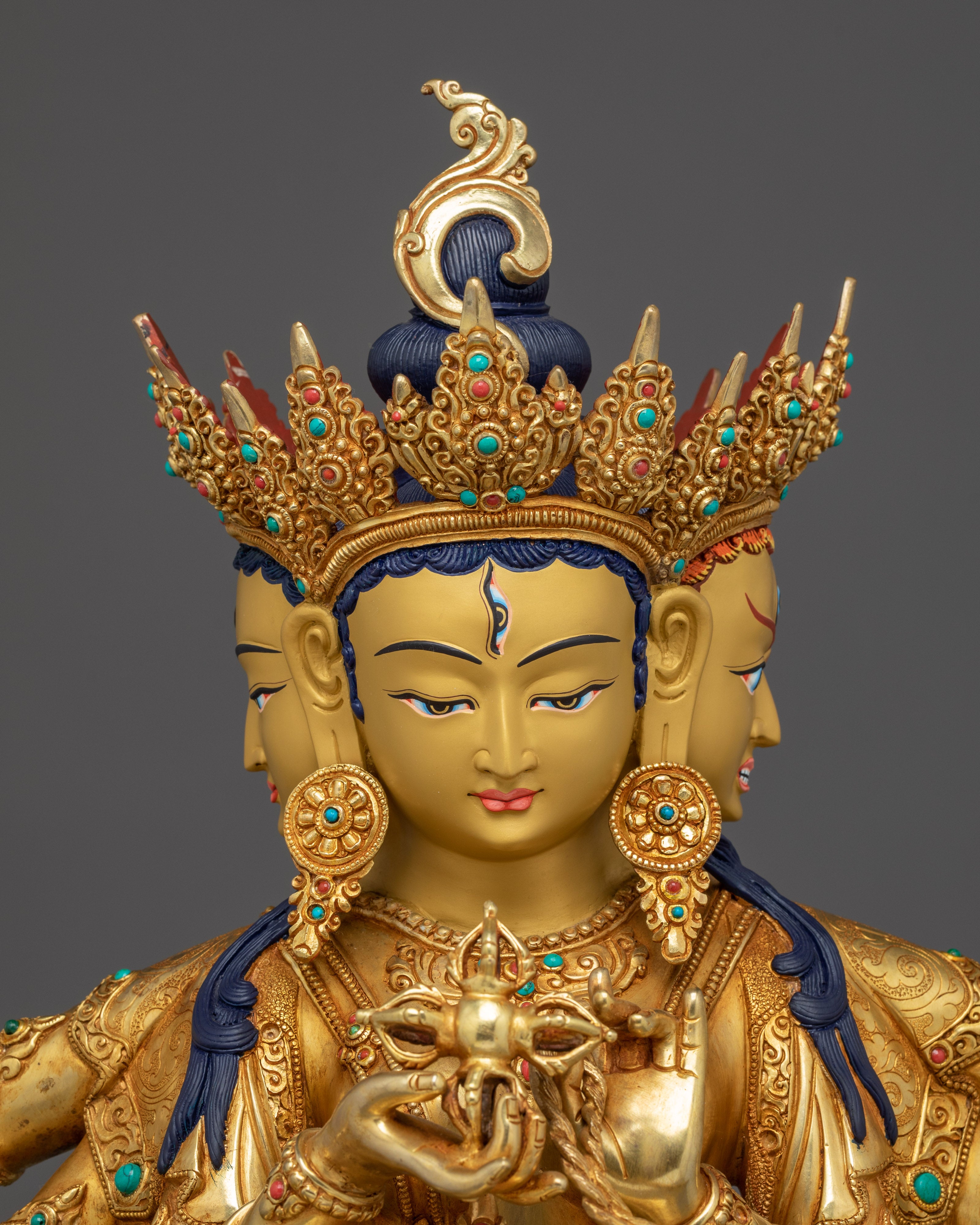 Himalayan Wrathful Deity Namgyalma | Nepali Gold Gilded Icon
