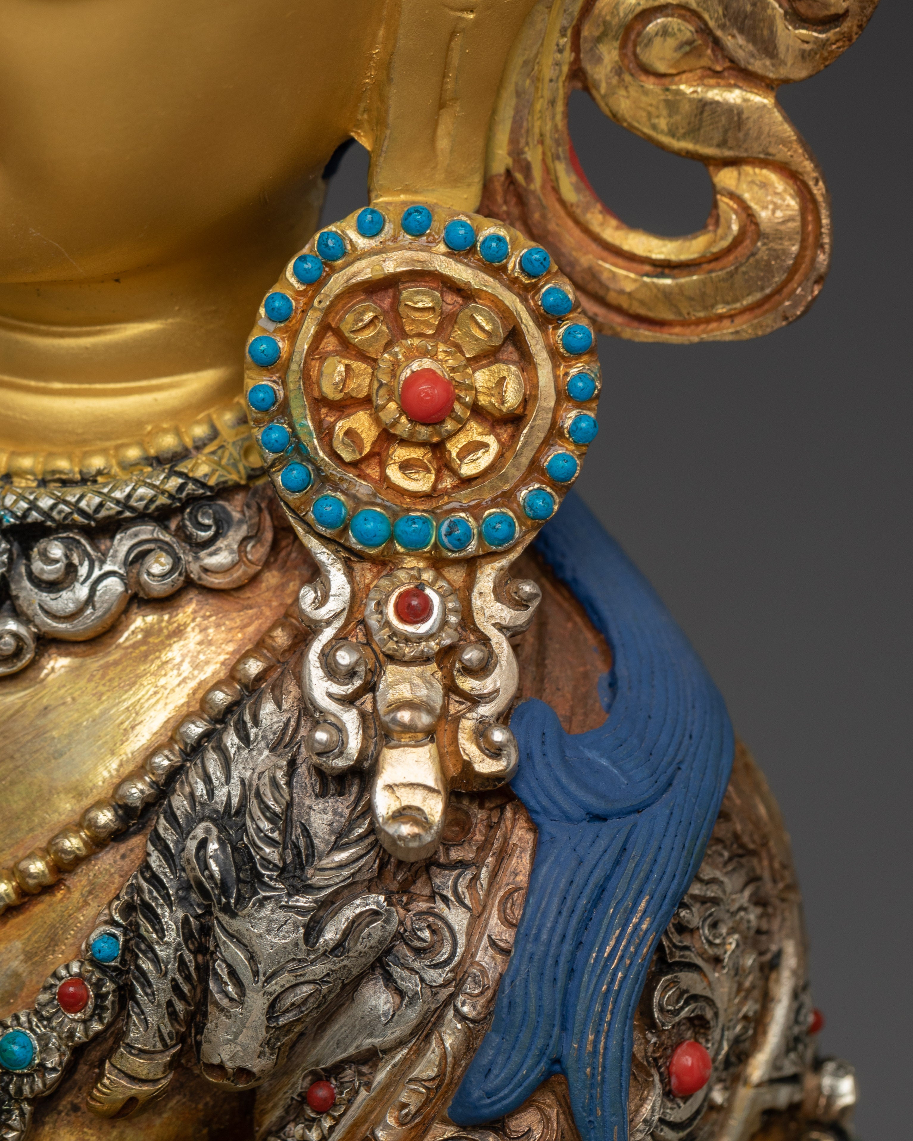 Graceful Golden Chenrezig Sculpture | Handcrafted Nepali Artwork