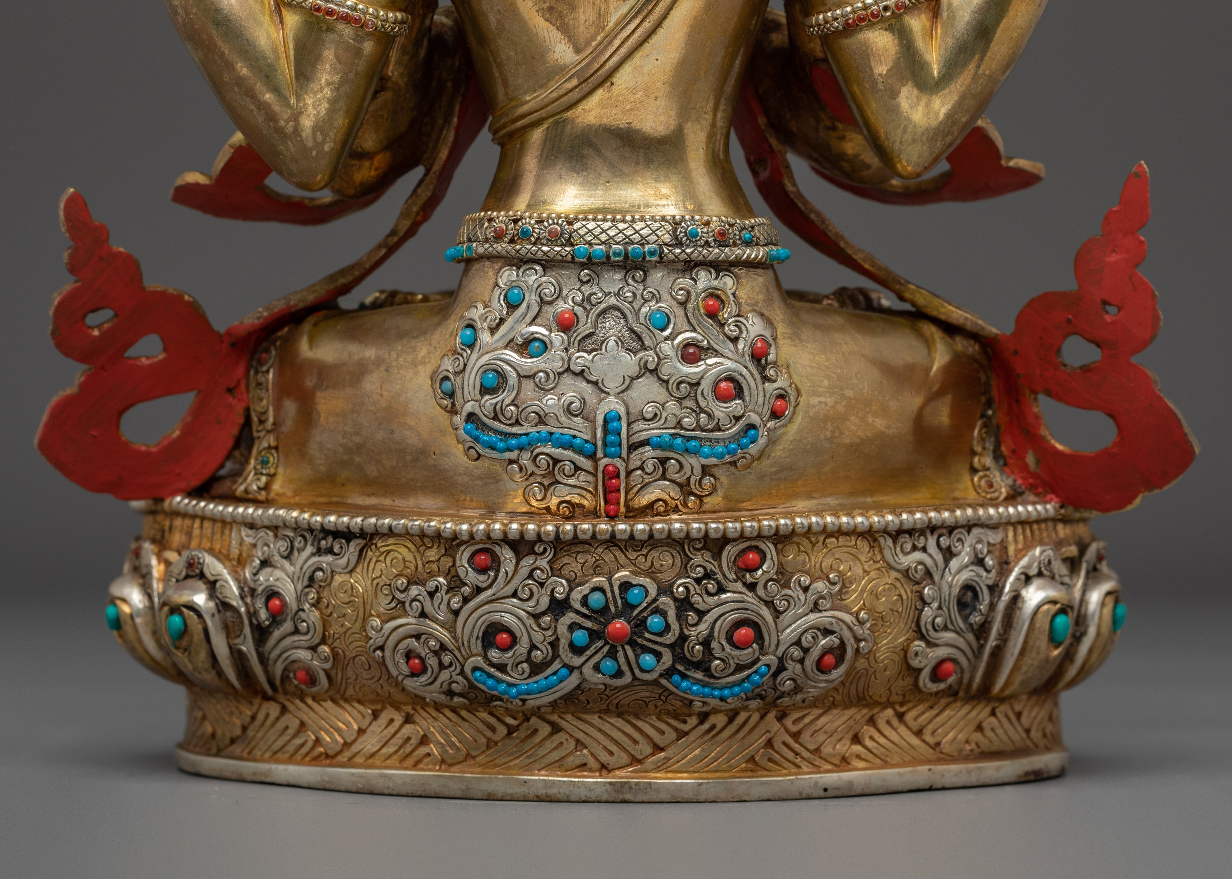 Graceful Golden Chenrezig Sculpture | Handcrafted Nepali Artwork