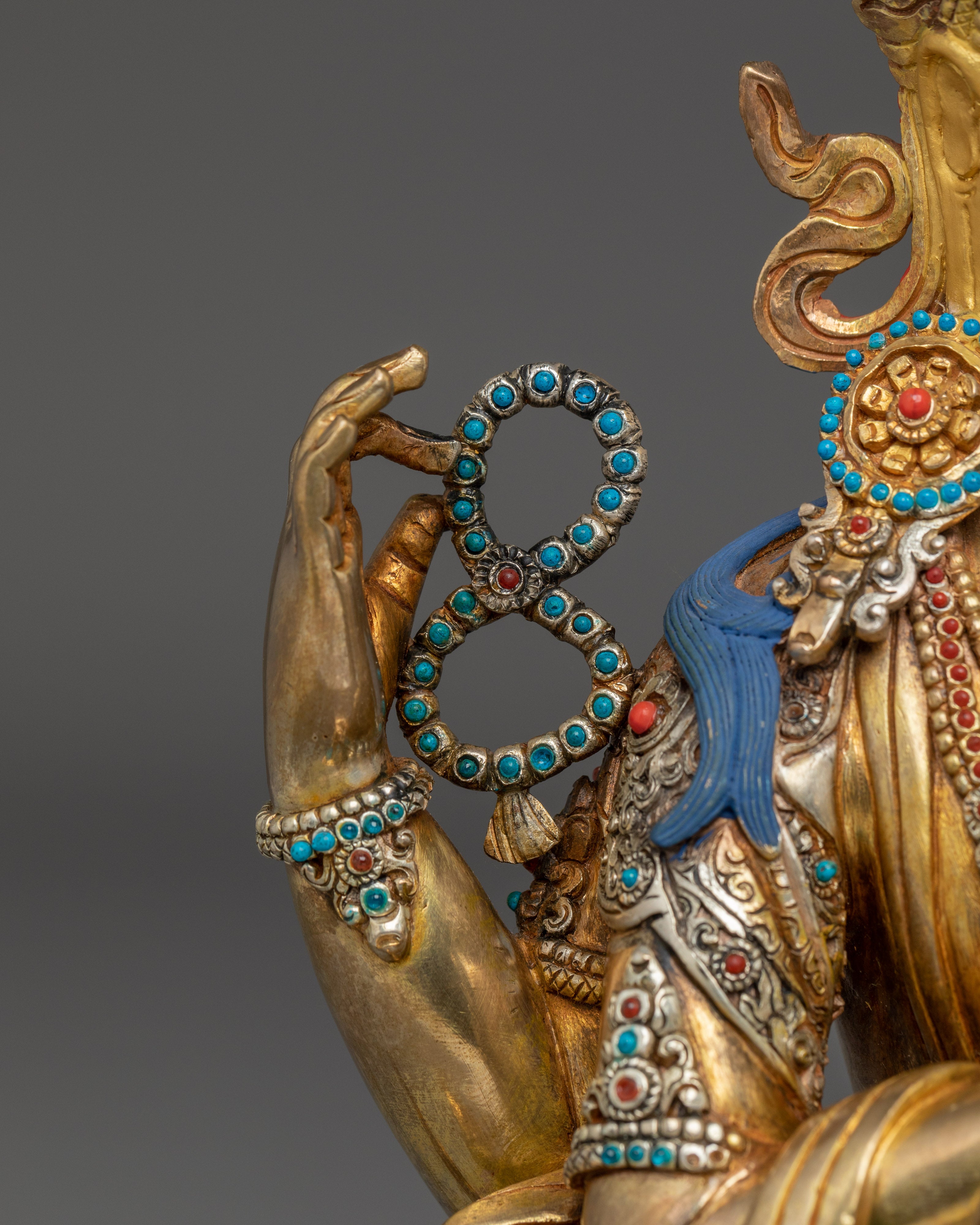 Graceful Golden Chenrezig Sculpture | Handcrafted Nepali Artwork