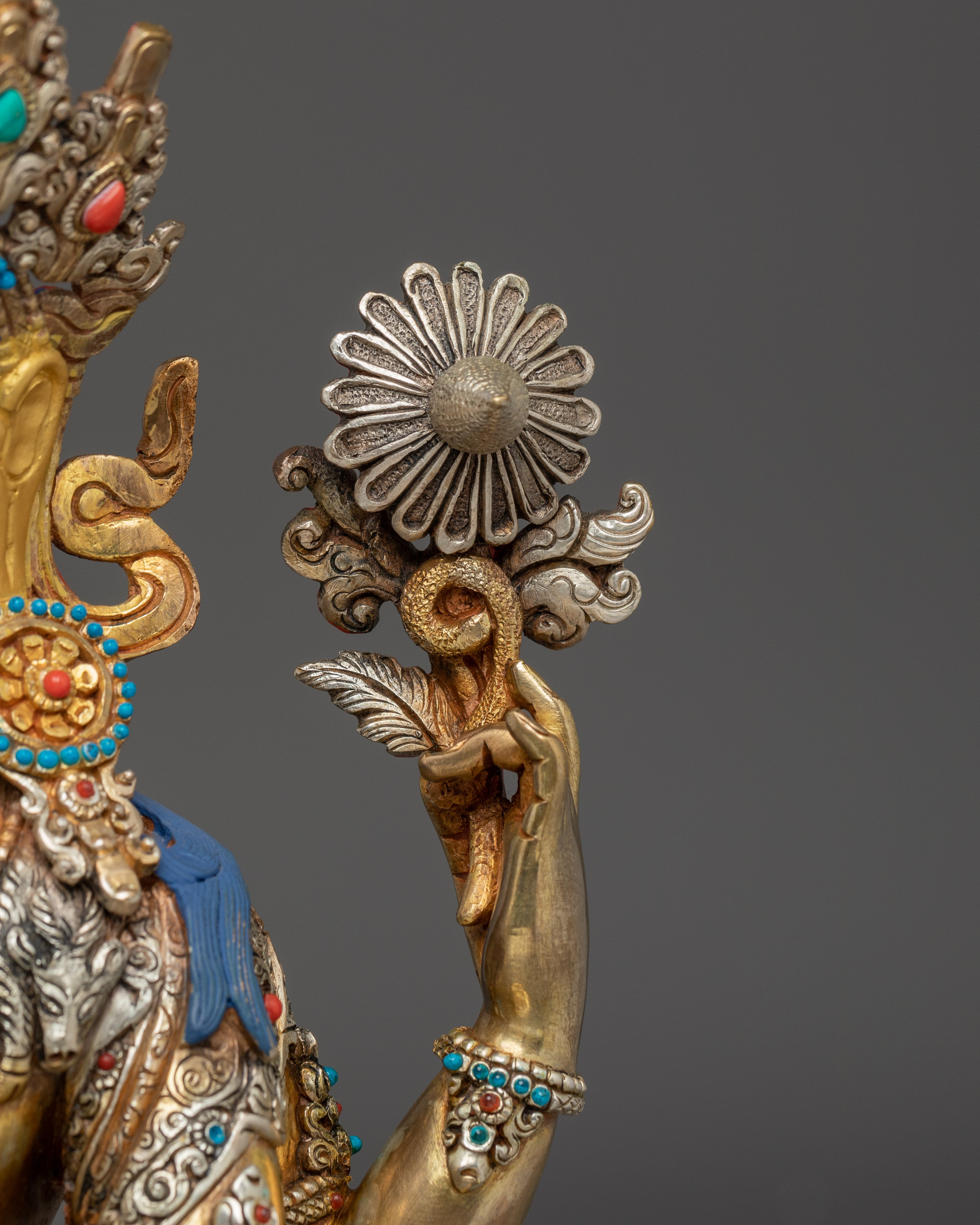 Graceful Golden Chenrezig Sculpture | Handcrafted Nepali Artwork