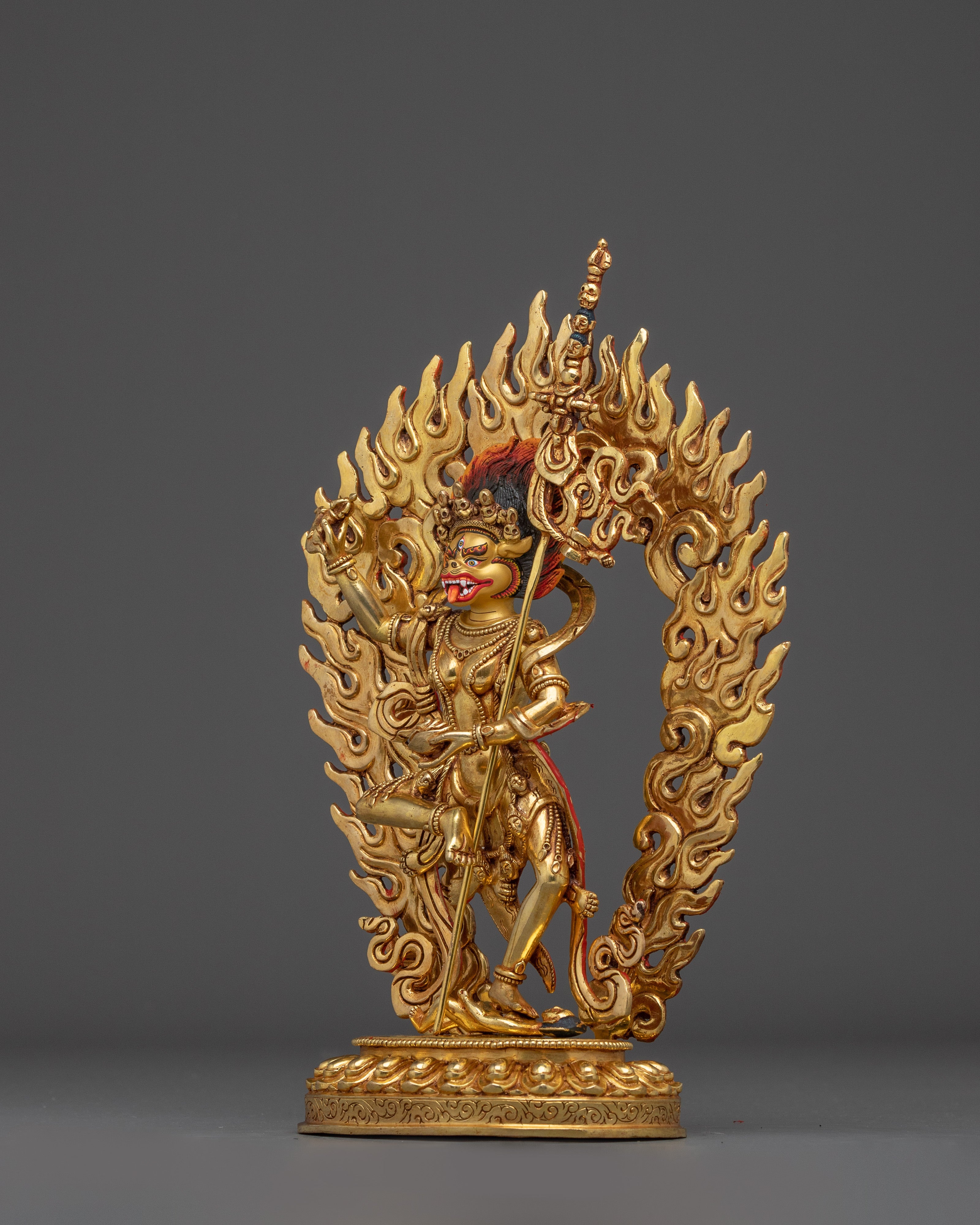 Himalayan Simhamukha Dakini | Nepali Gold Gilded Lion Faced Goddess