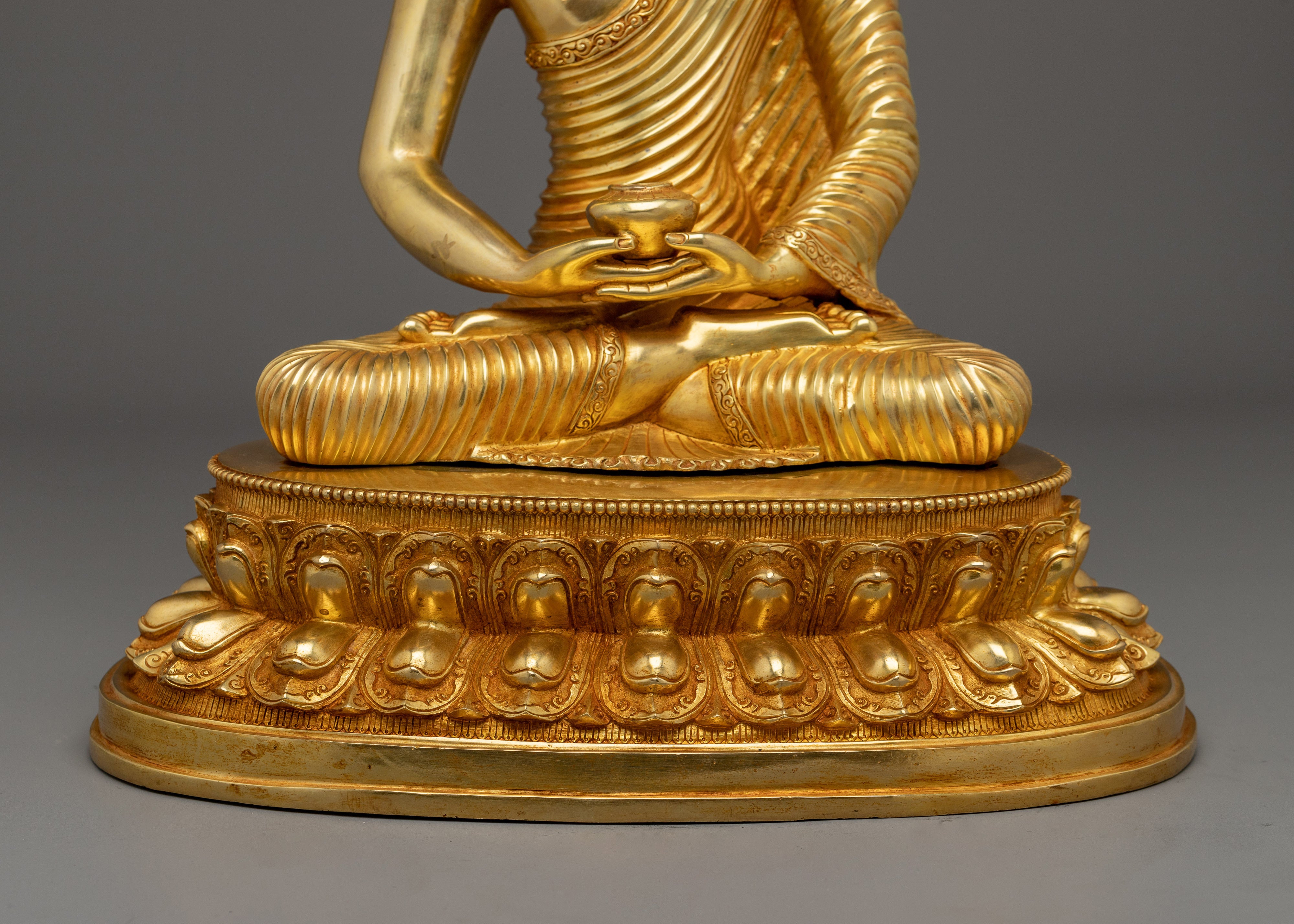Amitabha Buddha Statue in 24K Gold Gilded Copper | Perfect for meditation