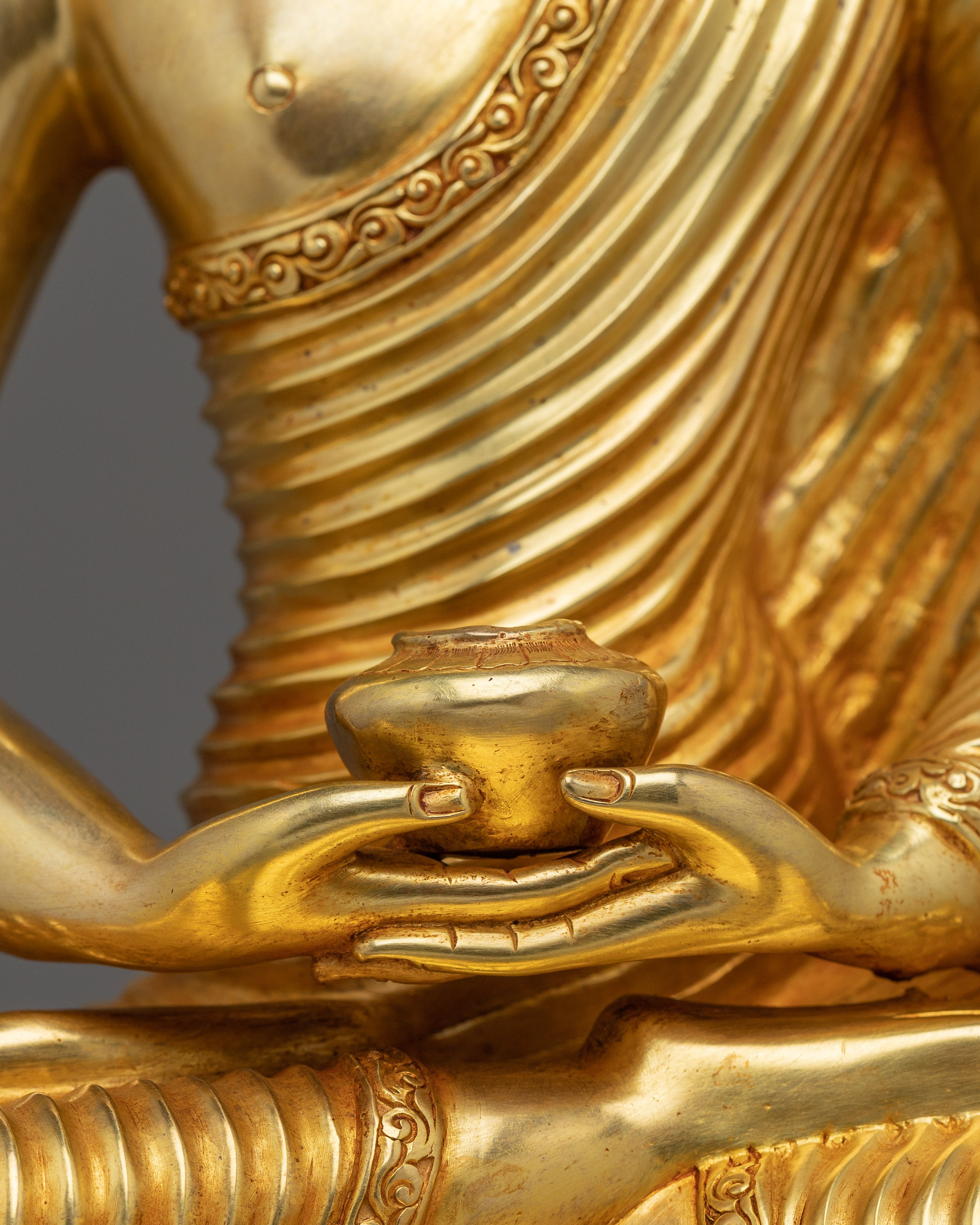 Amitabha Buddha Statue in 24K Gold Gilded Copper | Perfect for meditation