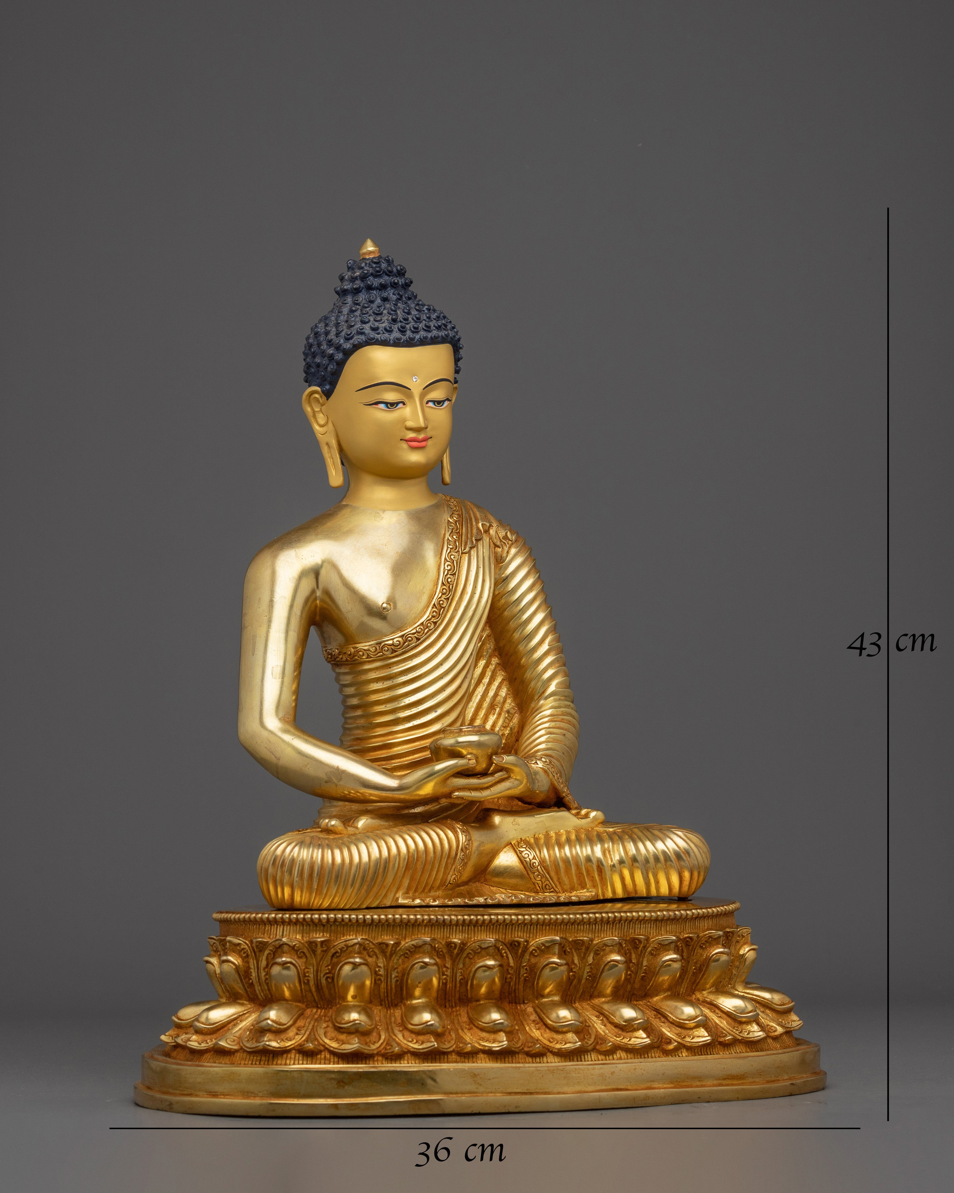 Amitabha Buddha Statue in 24K Gold Gilded Copper