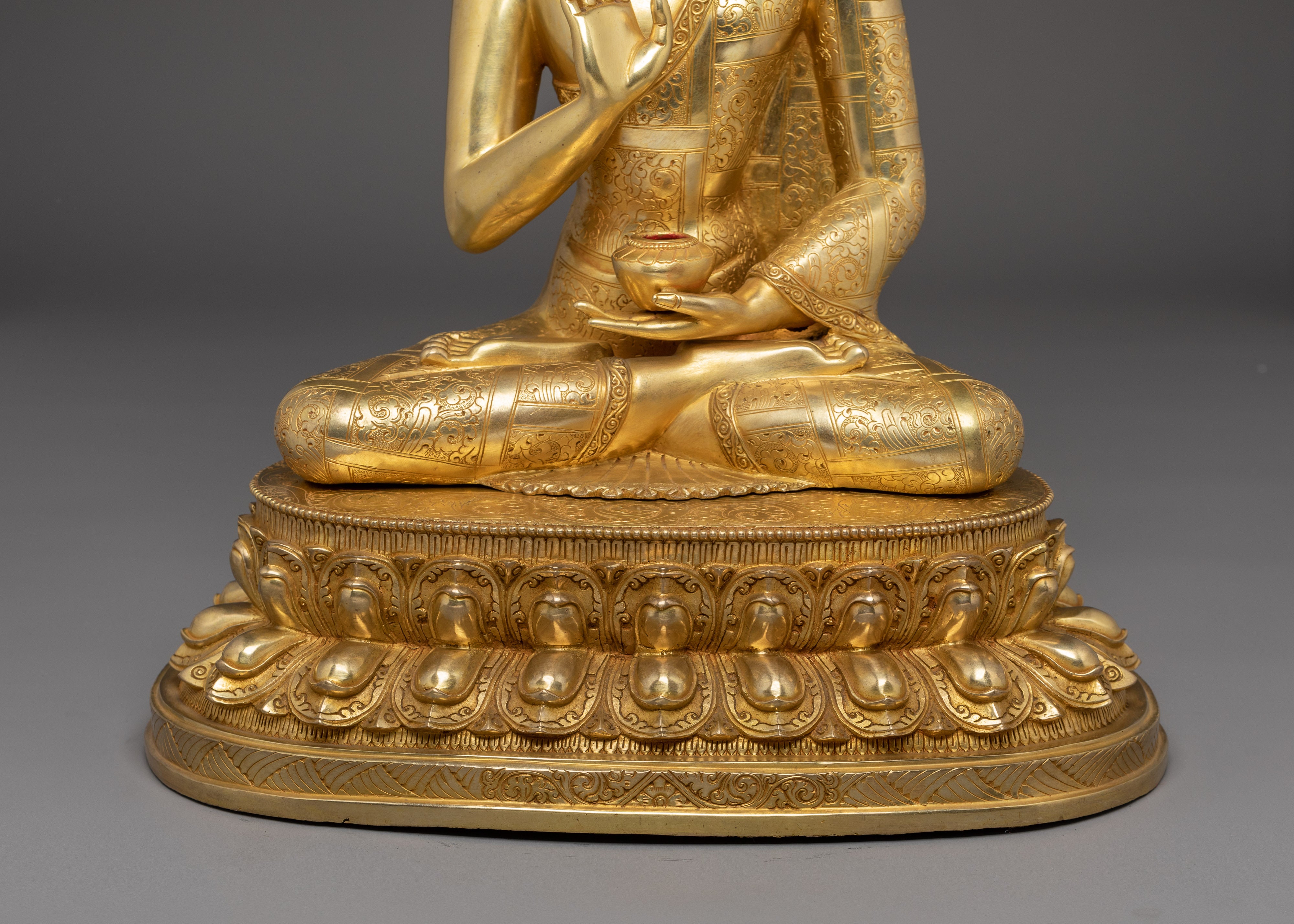 Amoghasiddhi Buddha Statue in 24K Gold Gilded | Spiritual Altar Item