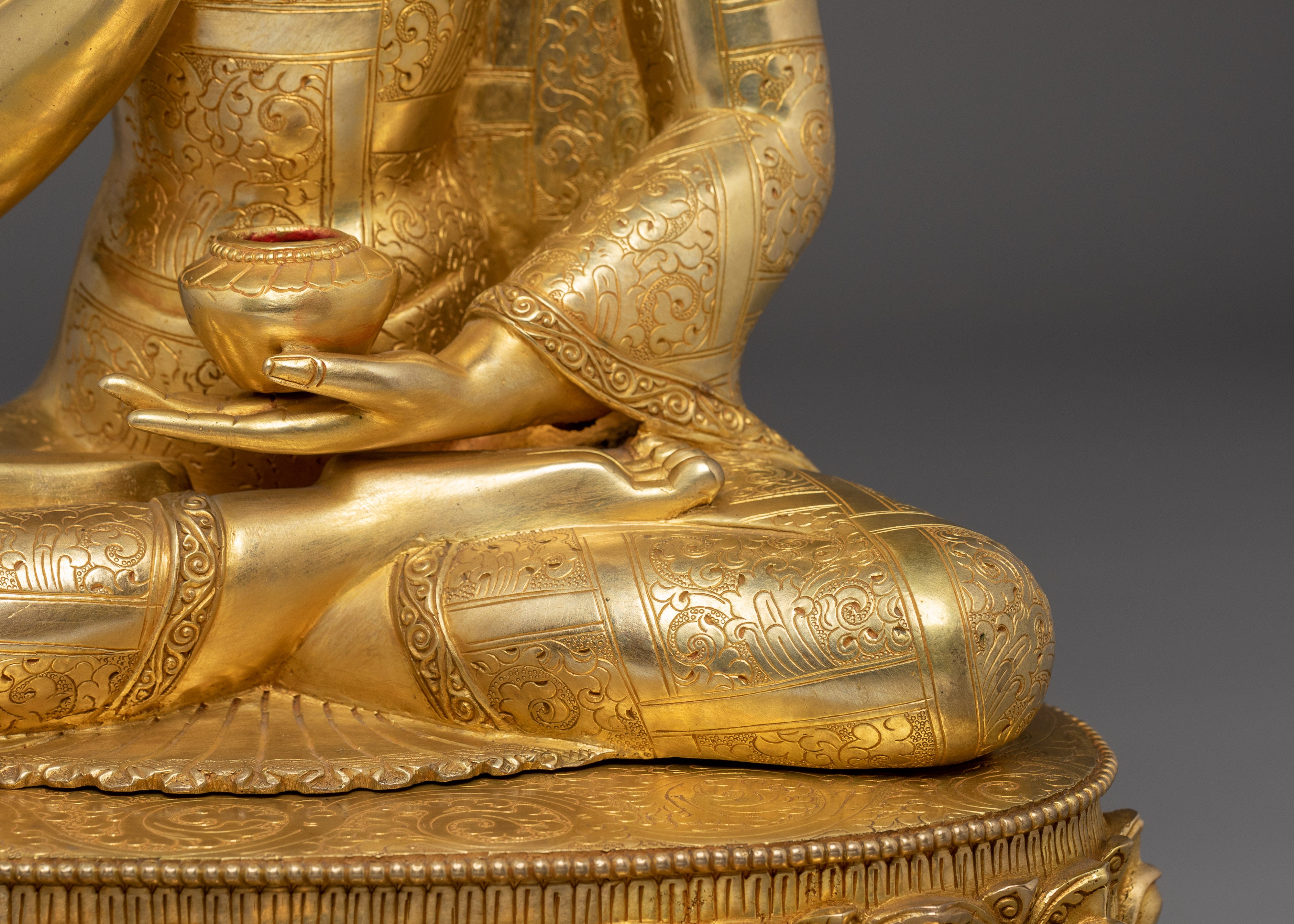 Amoghasiddhi Buddha Statue in 24K Gold Gilded | Spiritual Altar Item