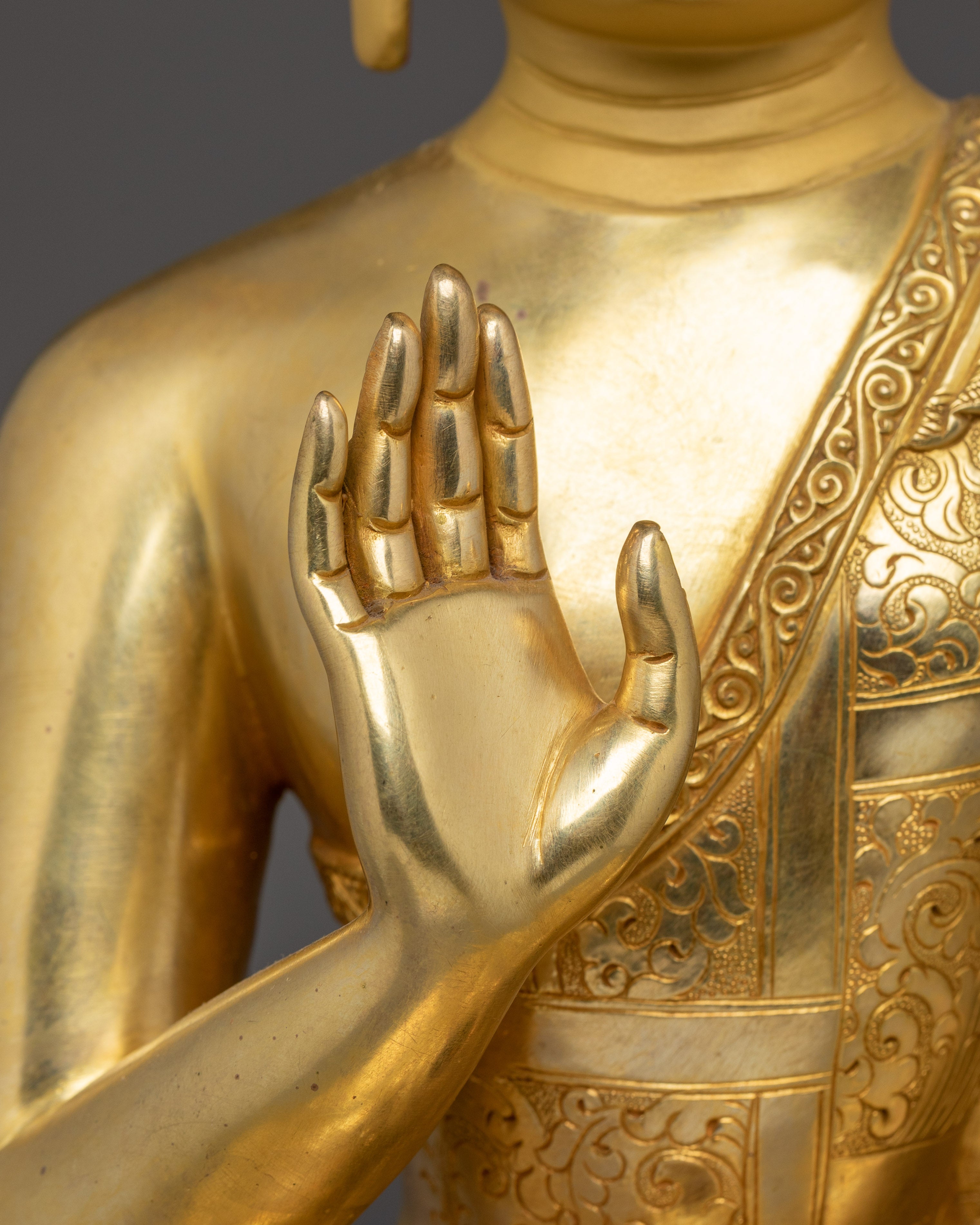Amoghasiddhi Buddha Statue in 24K Gold Gilded | Spiritual Altar Item
