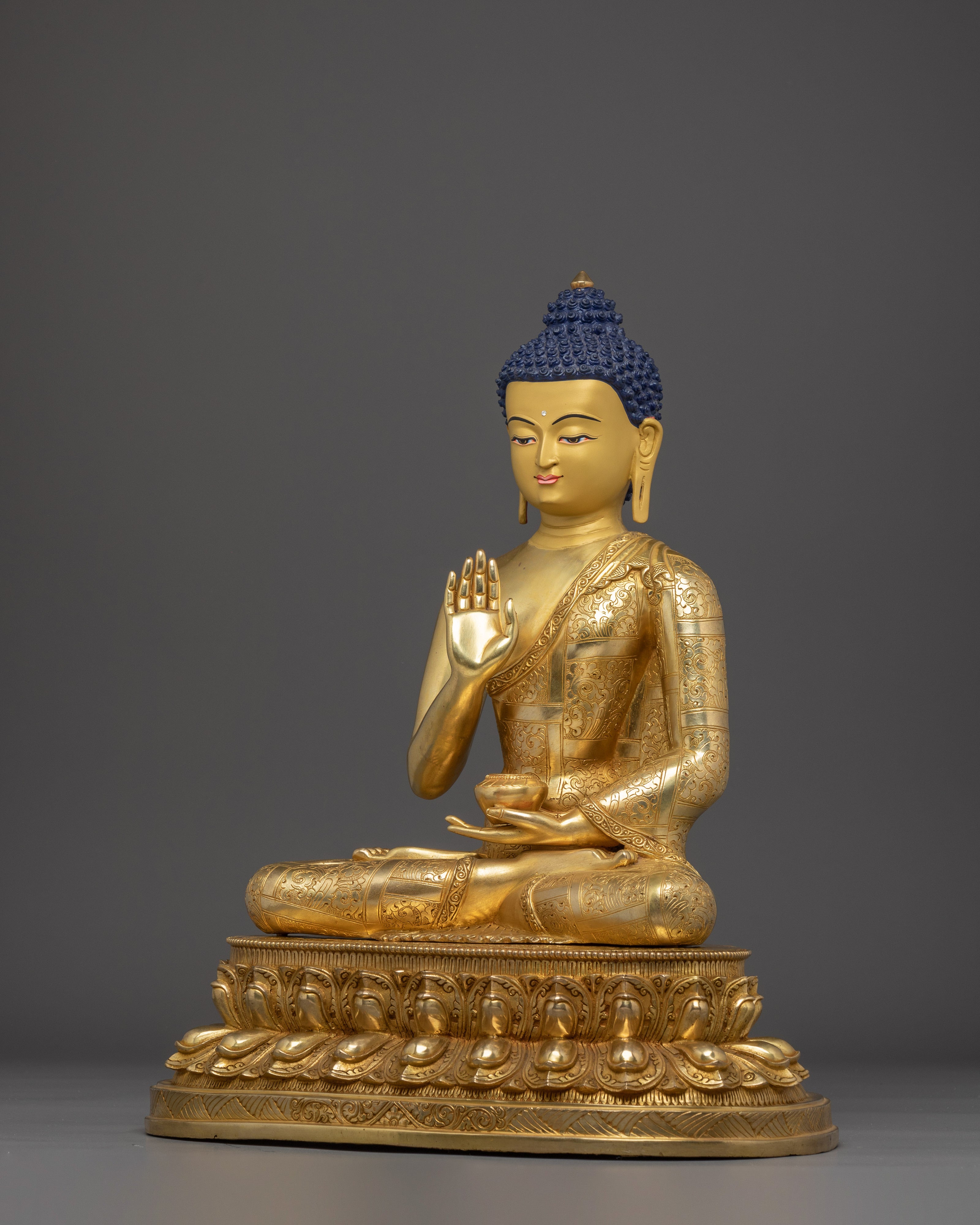 Amoghasiddhi Buddha Statue in 24K Gold Gilded | Spiritual Altar Item
