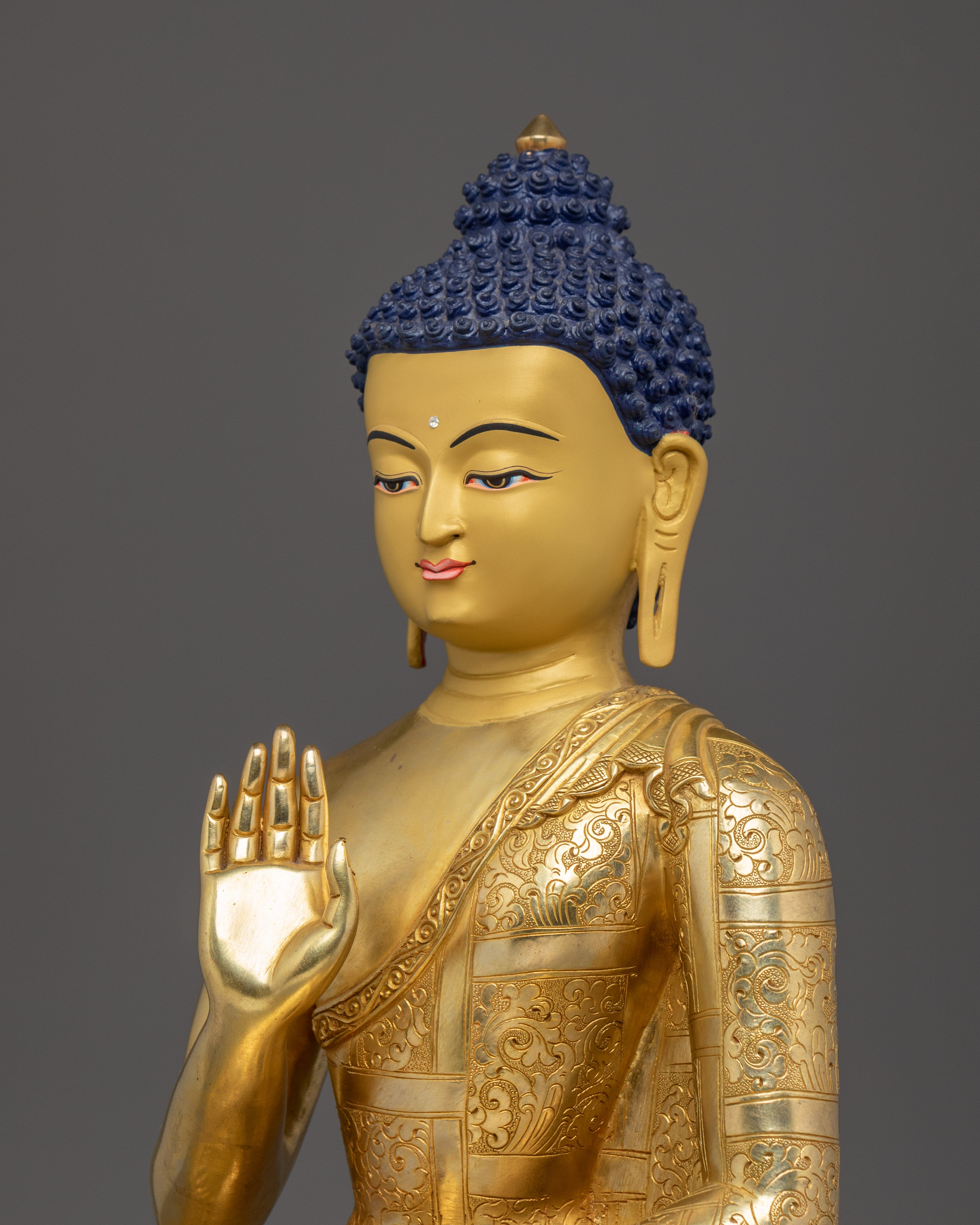 Amoghasiddhi Buddha Statue in 24K Gold Gilded | Spiritual Altar Item