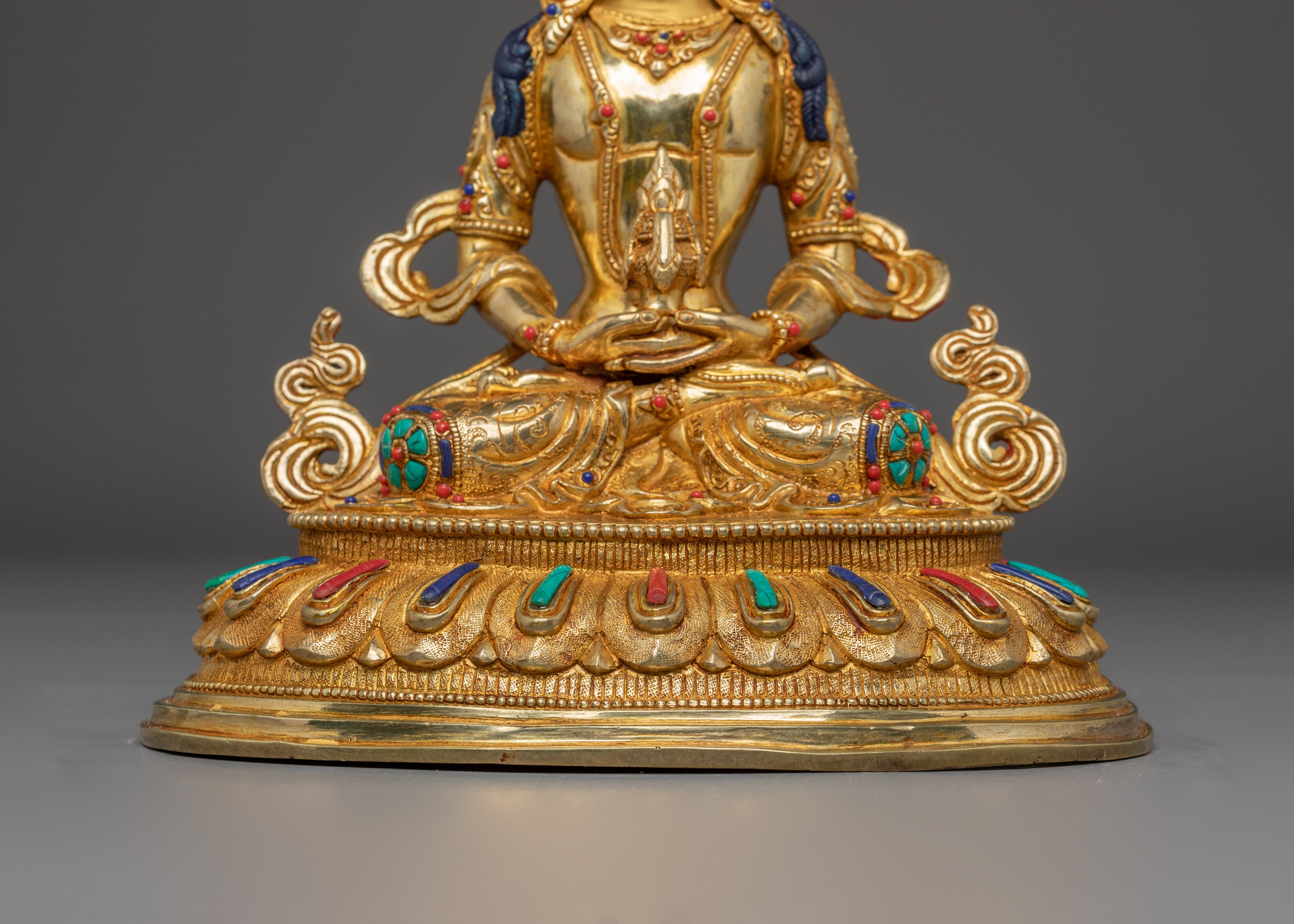 Handmade Golden Amitayus Sculpture | Himalayan Crafted Icon for Healing