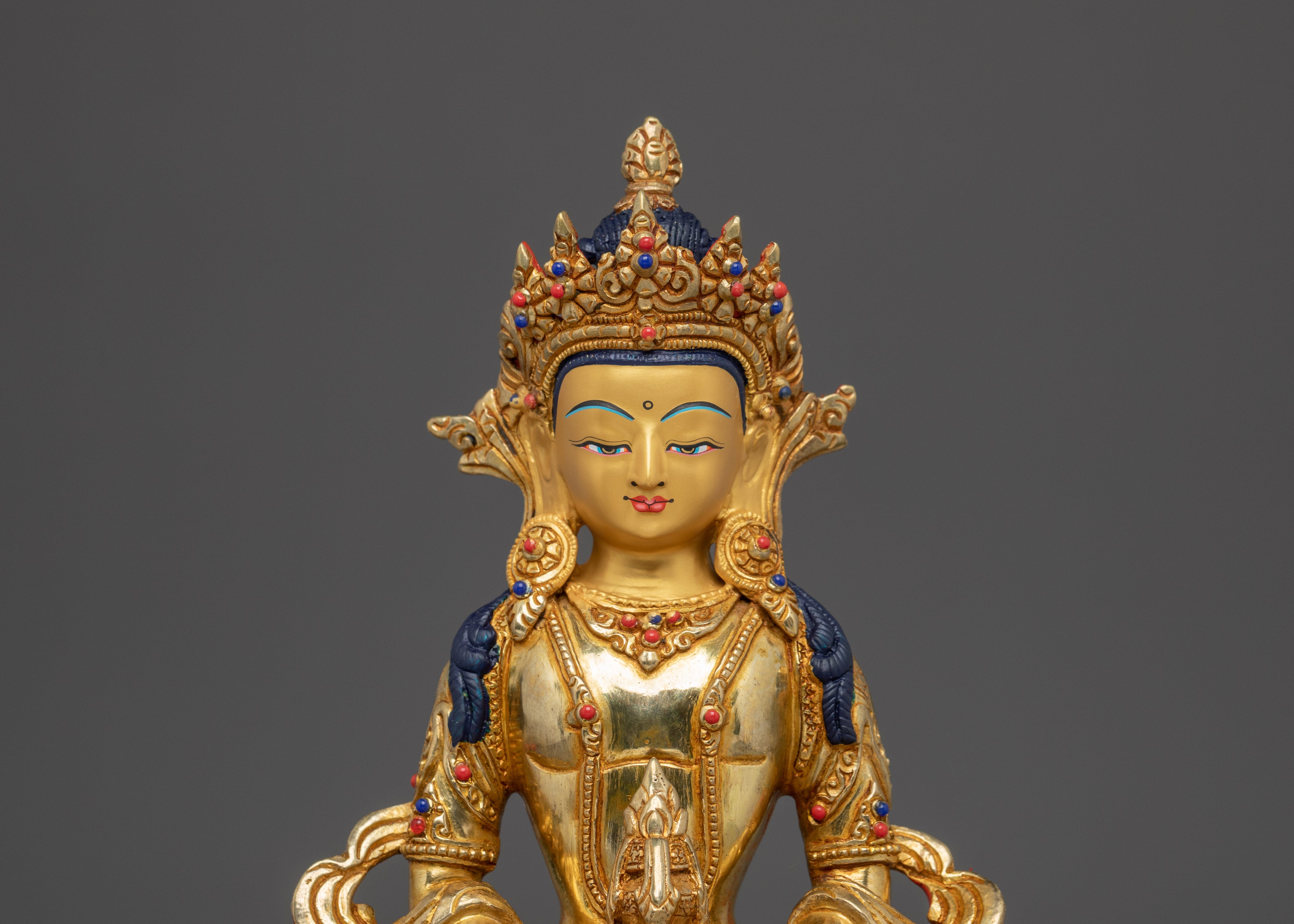 Handmade Golden Amitayus Sculpture | Himalayan Crafted Icon for Healing