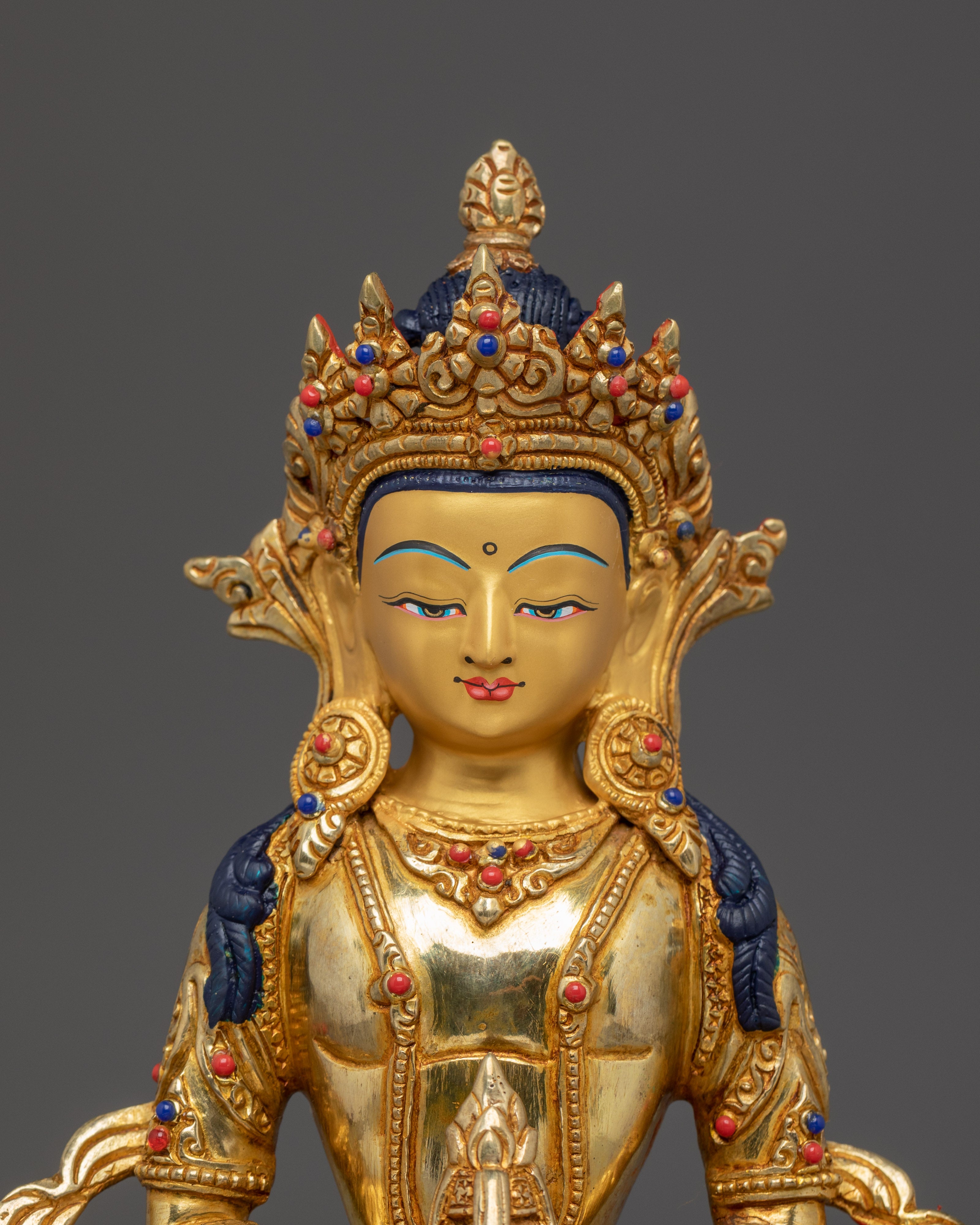 Handmade Golden Amitayus Sculpture | Himalayan Crafted Icon for Healing