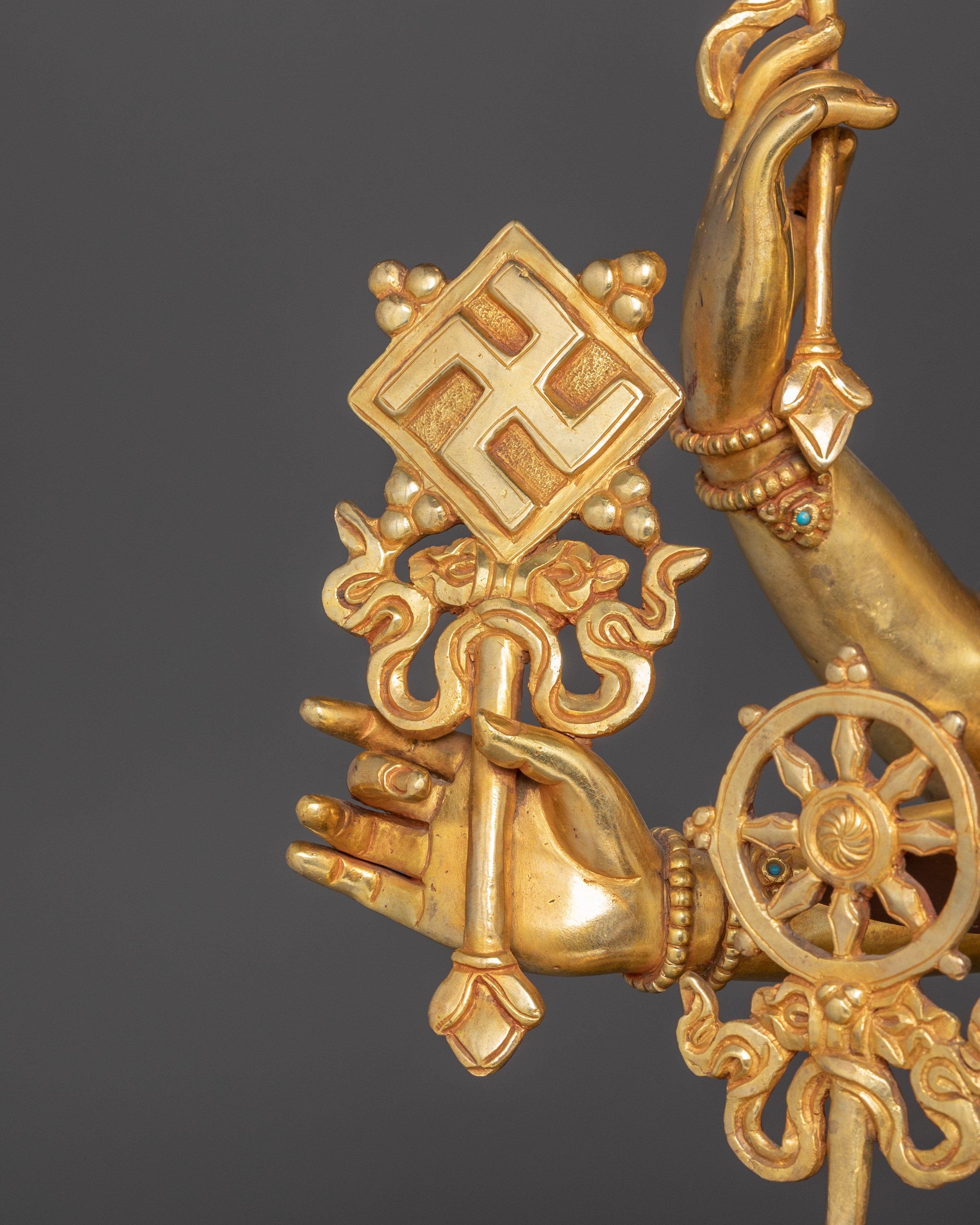 Gold Gilded Kunzang Gyalwa Dupa | Nepali Handcrafted Icon of Peace