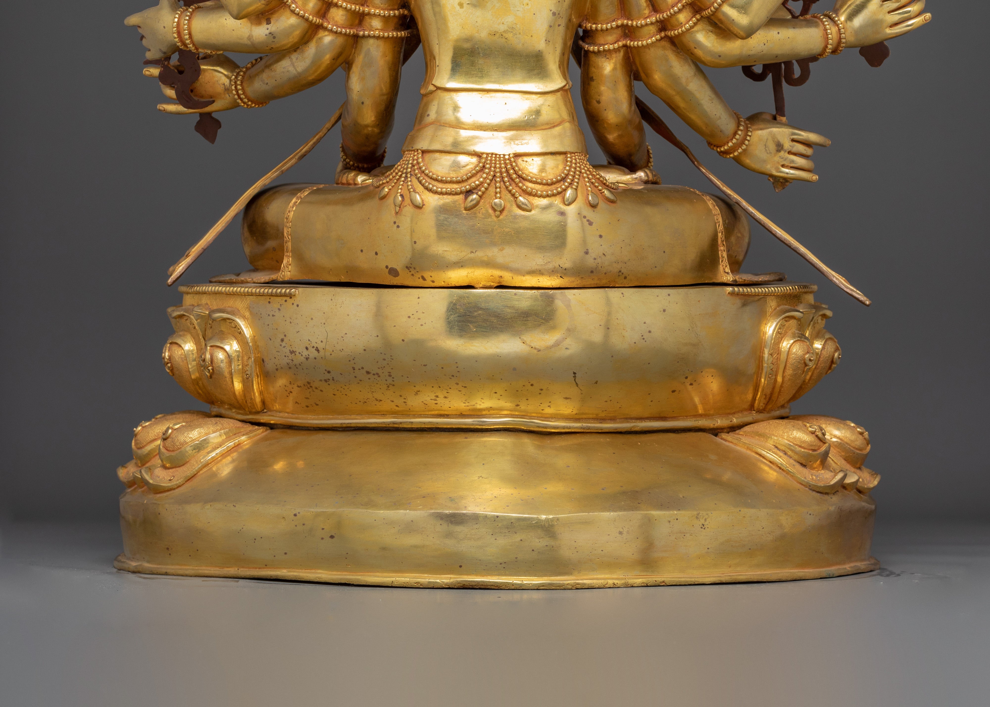 Gold Gilded Kunzang Gyalwa Dupa | Nepali Handcrafted Icon of Peace