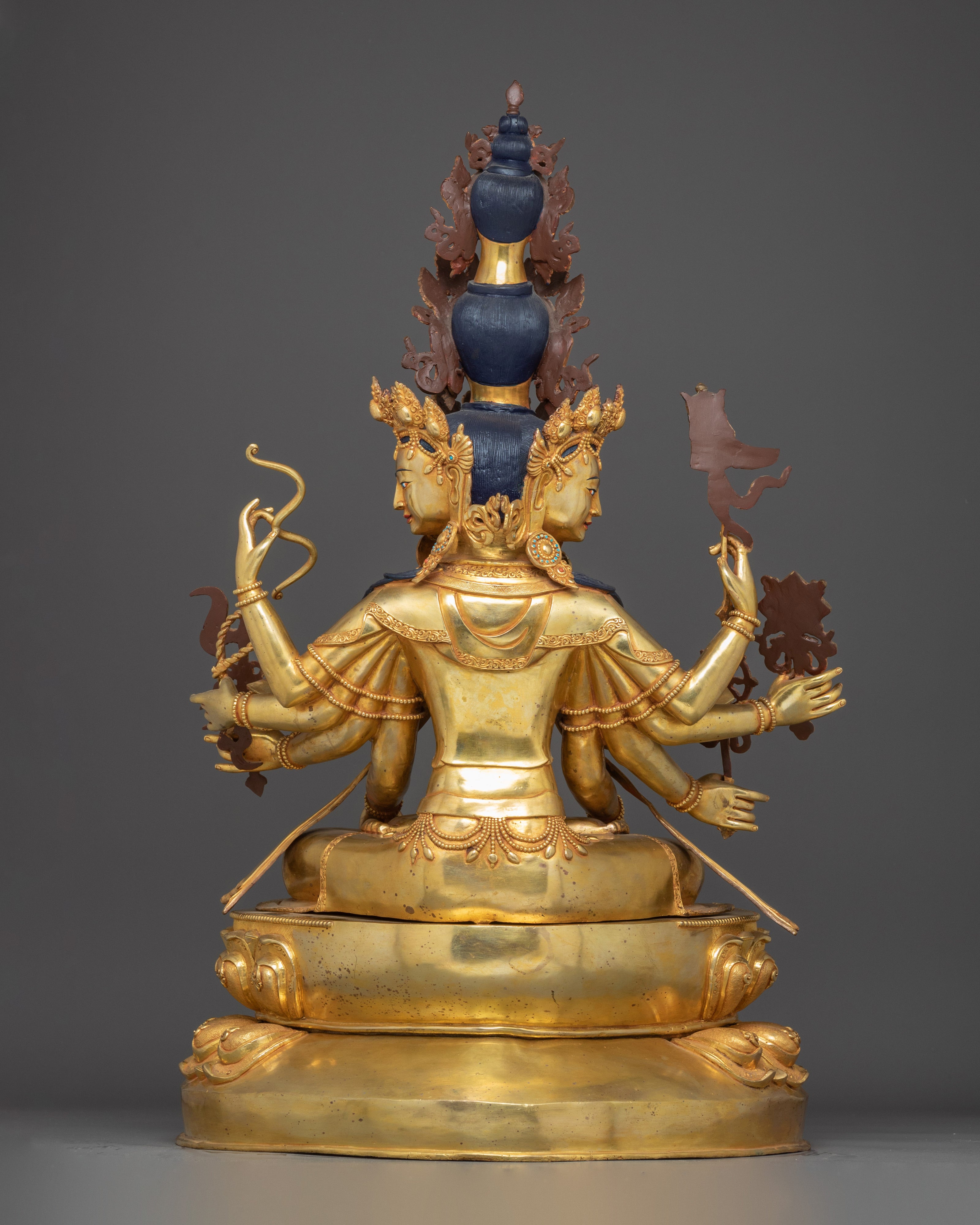 Gold Gilded Kunzang Gyalwa Dupa | Nepali Handcrafted Icon of Peace