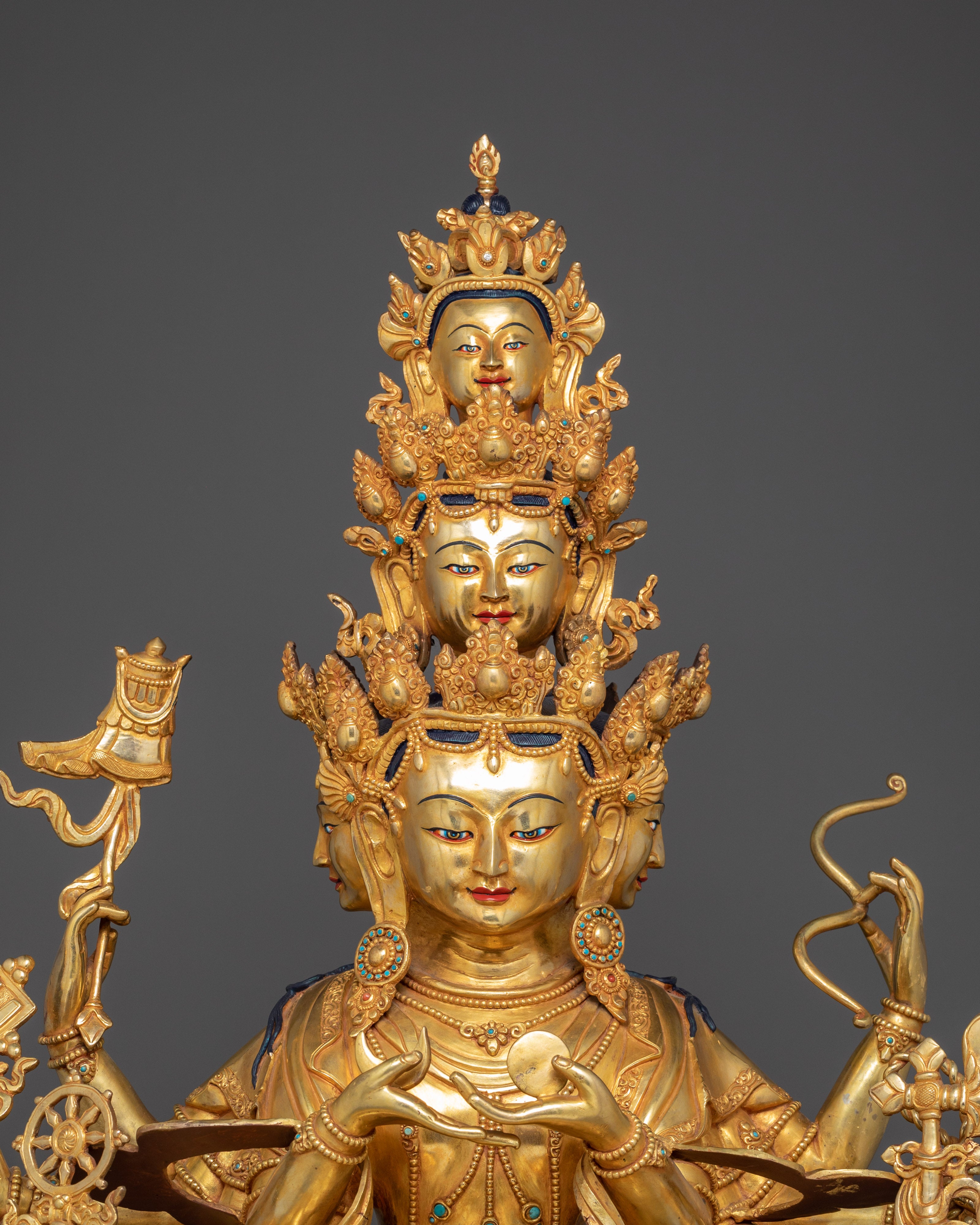 Gold Gilded Kunzang Gyalwa Dupa | Nepali Handcrafted Icon of Peace