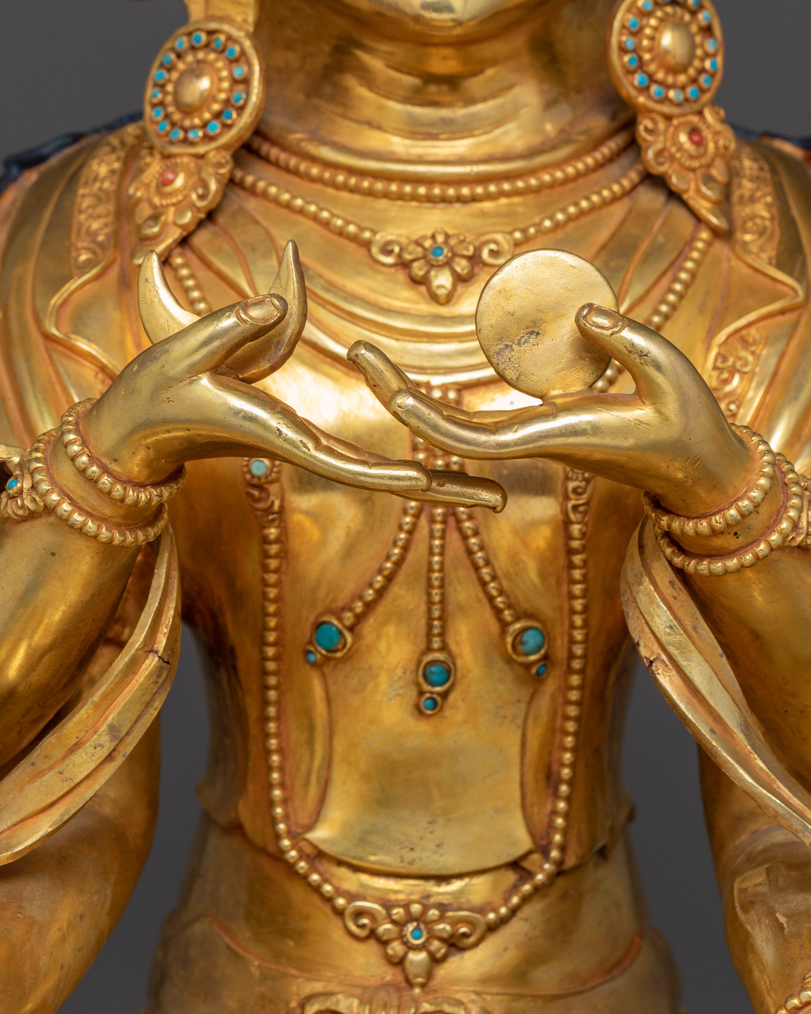 Gold Gilded Kunzang Gyalwa Dupa | Nepali Handcrafted Icon of Peace