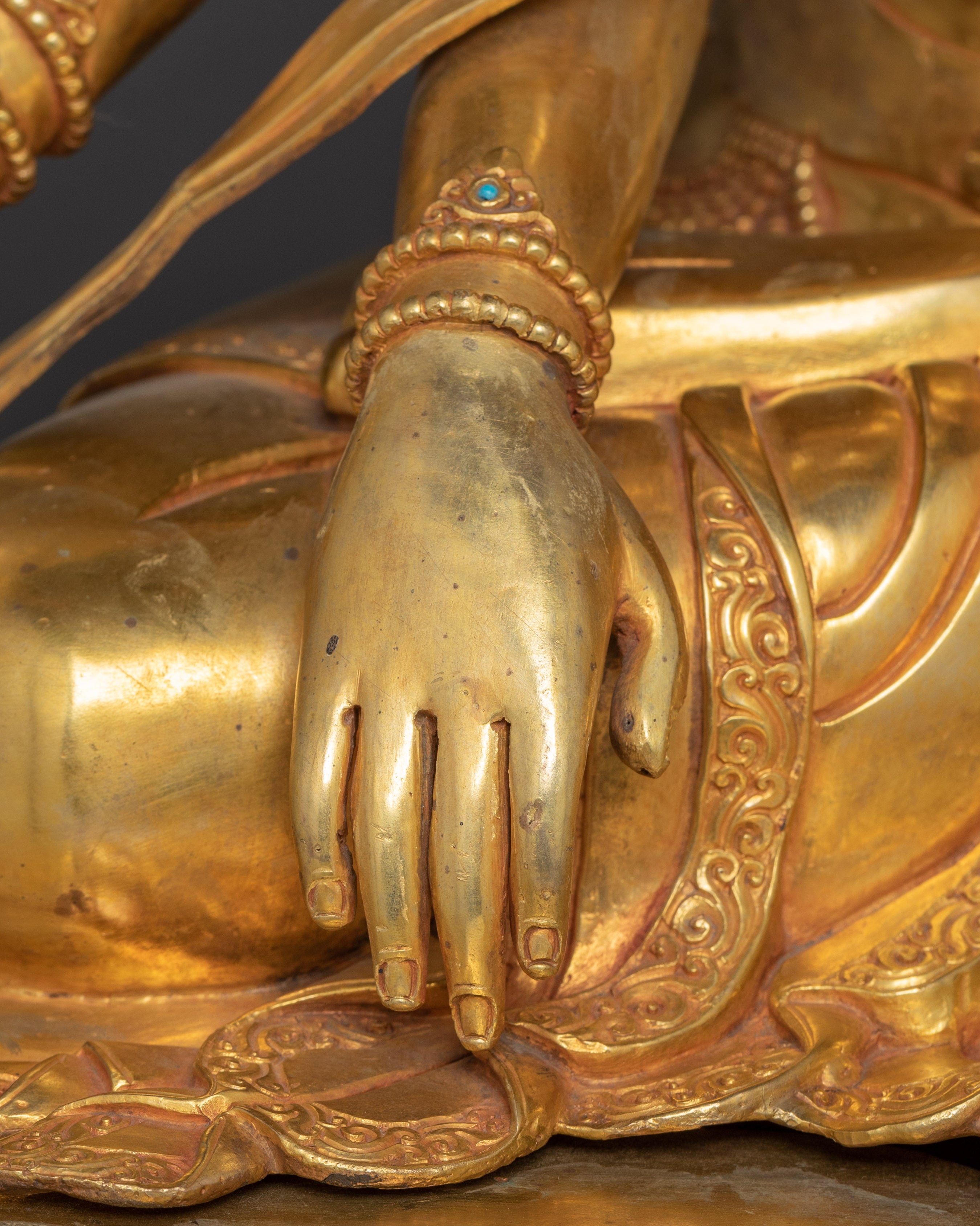 Gold Gilded Kunzang Gyalwa Dupa | Nepali Handcrafted Icon of Peace