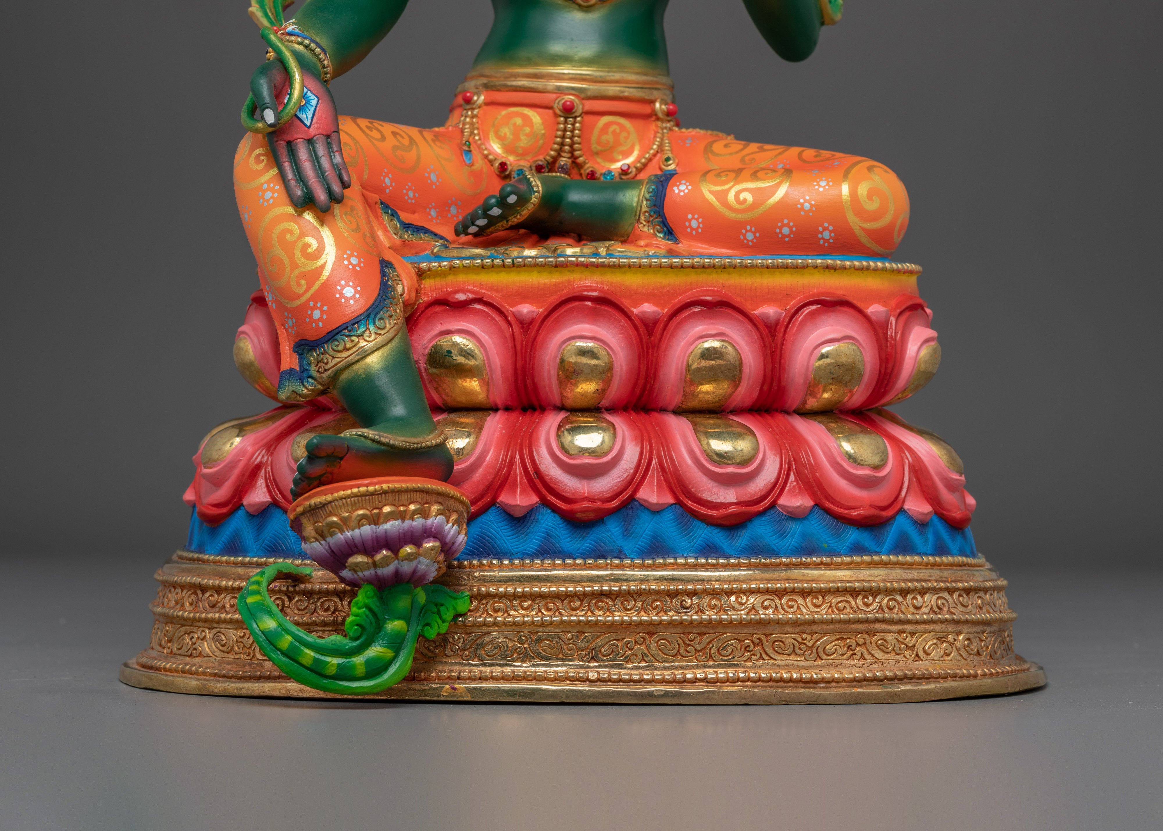 Radiant Colourful Shyama Tara Figurine | Green Tara - Mother of Liberation