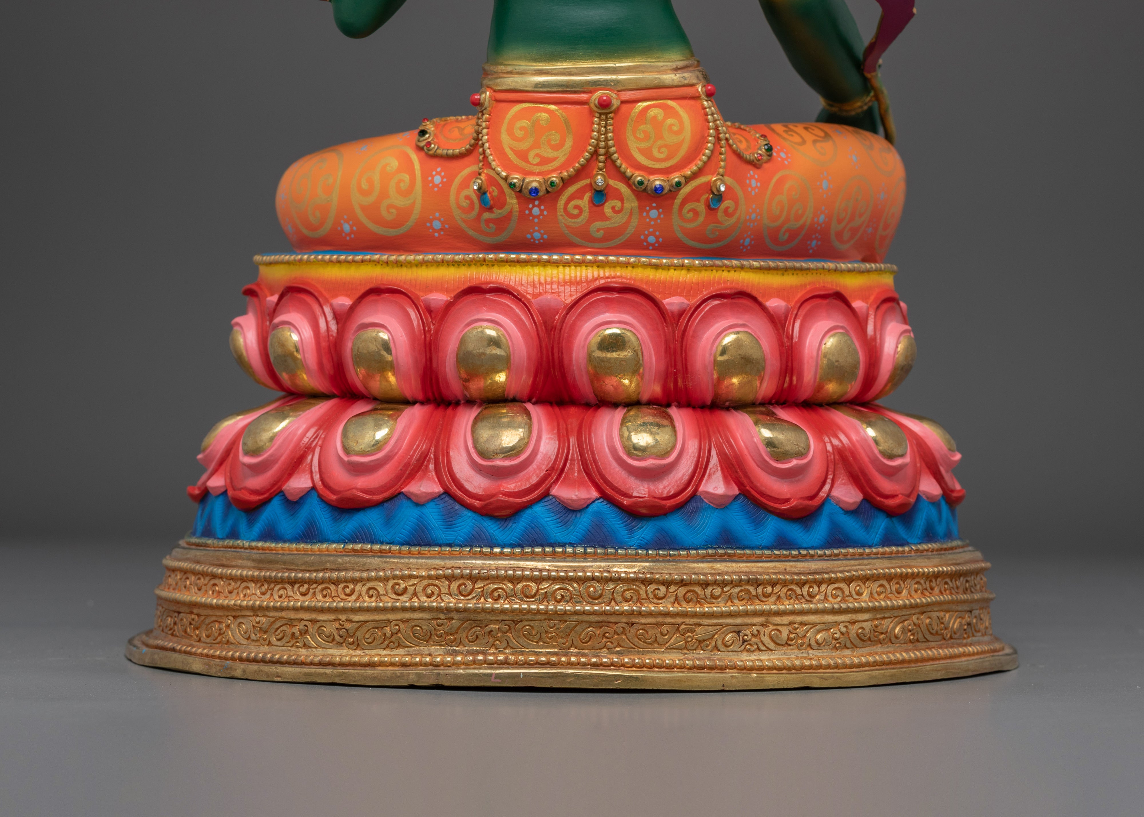 Radiant Colourful Shyama Tara Figurine | Green Tara - Mother of Liberation
