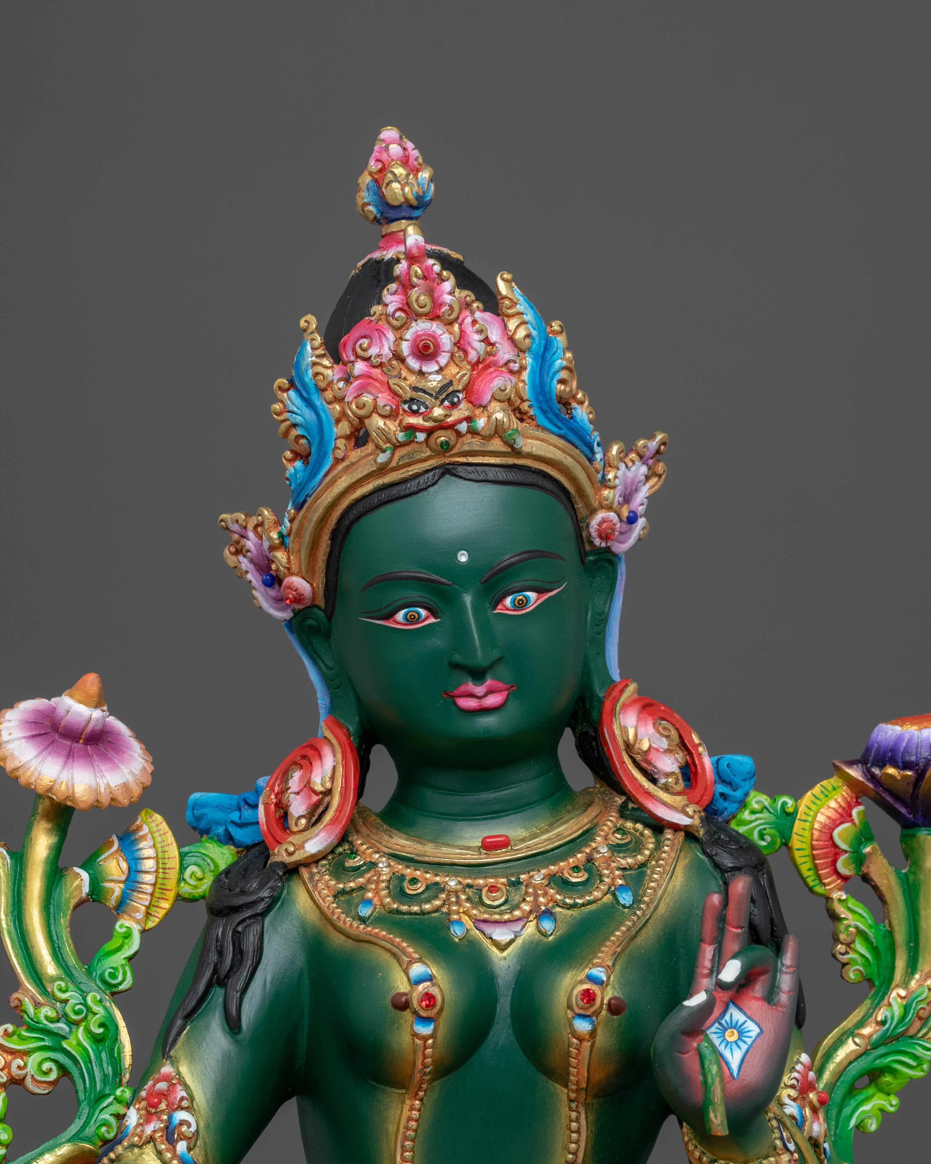 Radiant Colourful Shyama Tara Figurine | Green Tara - Mother of Liberation