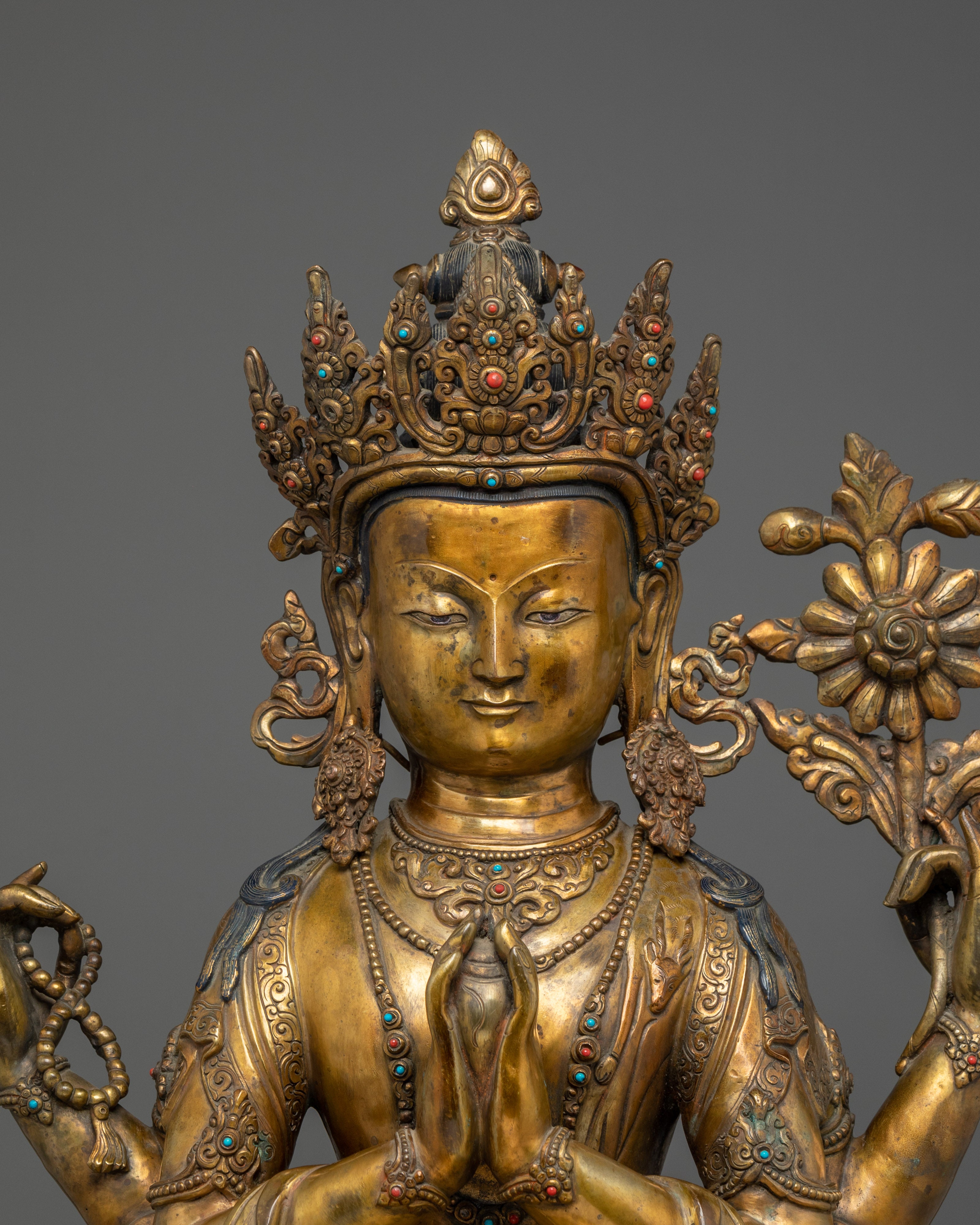 Chenrezig Buddhist Art for Spiritual Altars | Buddhist Altar Deity Sculpture