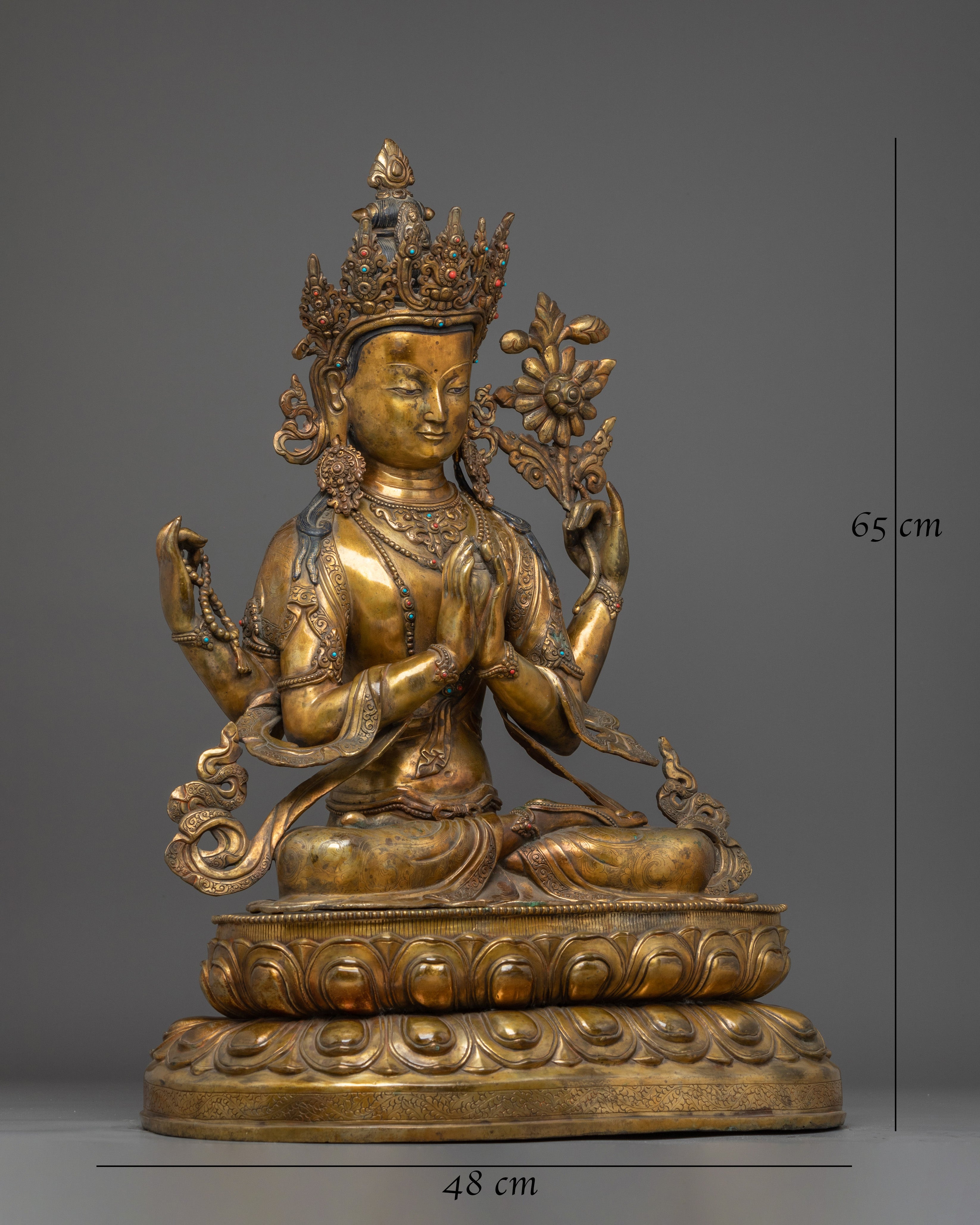 Chenrezig Buddhist Art for Spiritual Altars | Buddhist Altar Deity Sculpture