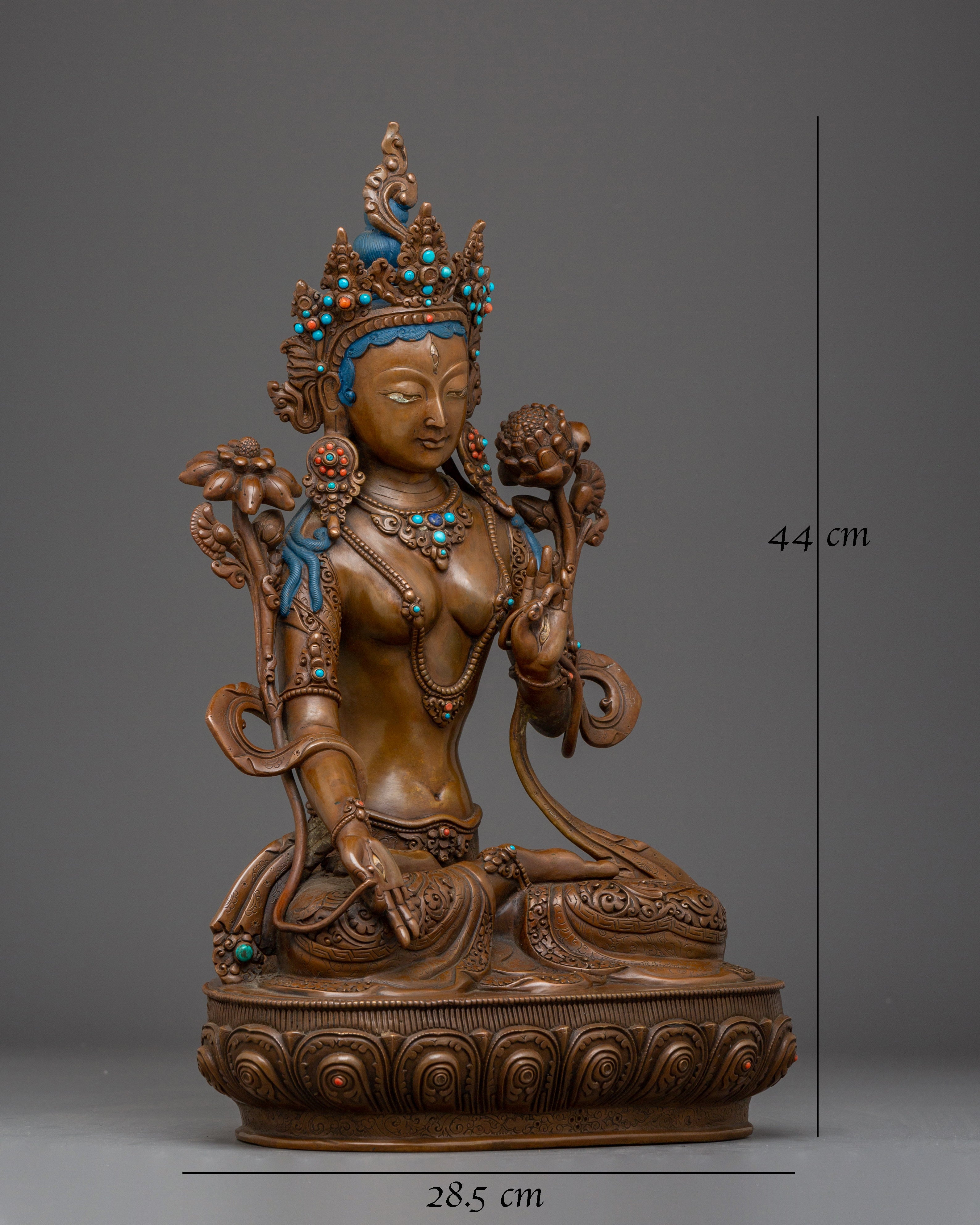 Oxidized White Tara Statue: Buddhist Healing Goddess