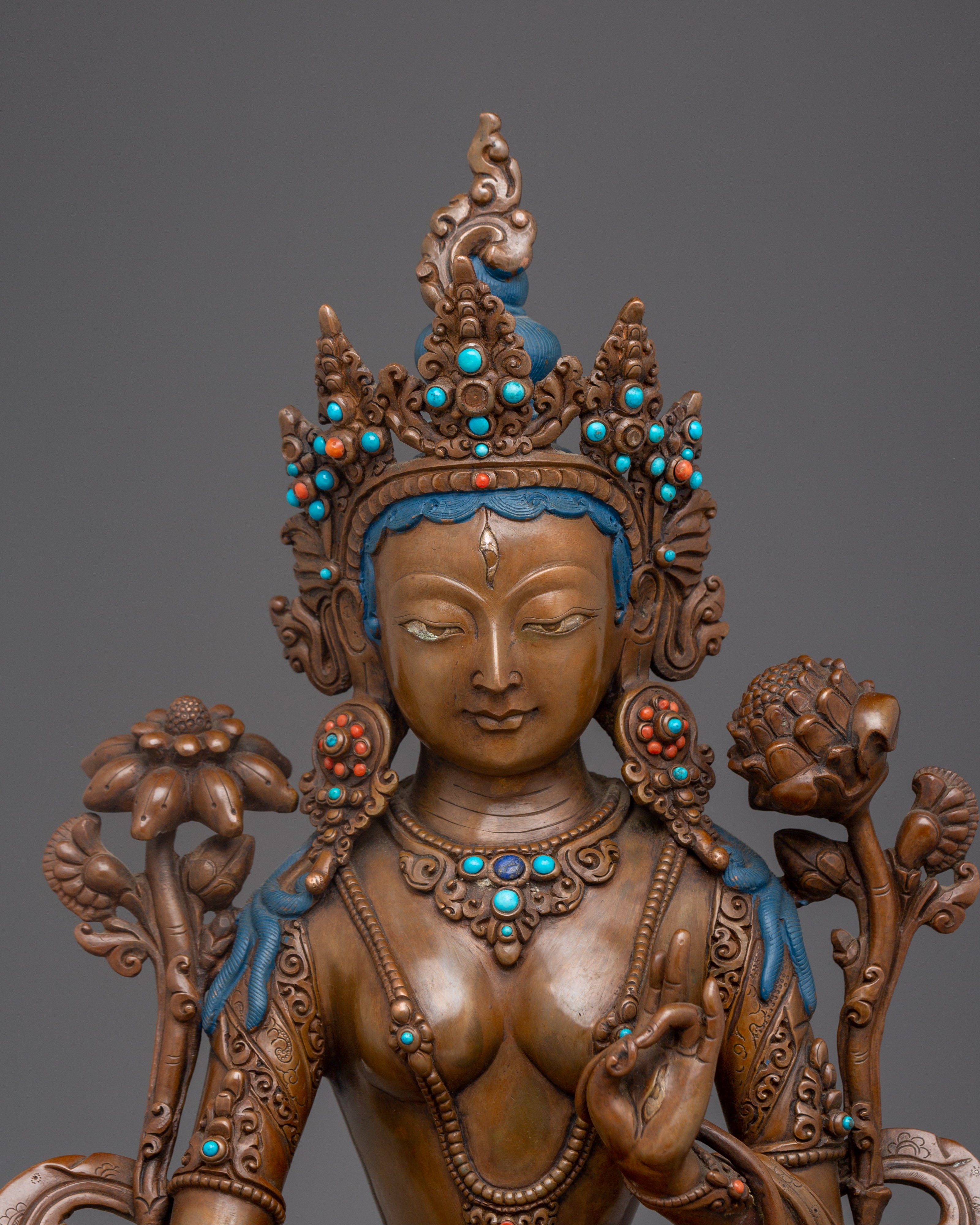 Oxidized White Tara Statue: Buddhist Healing Goddess