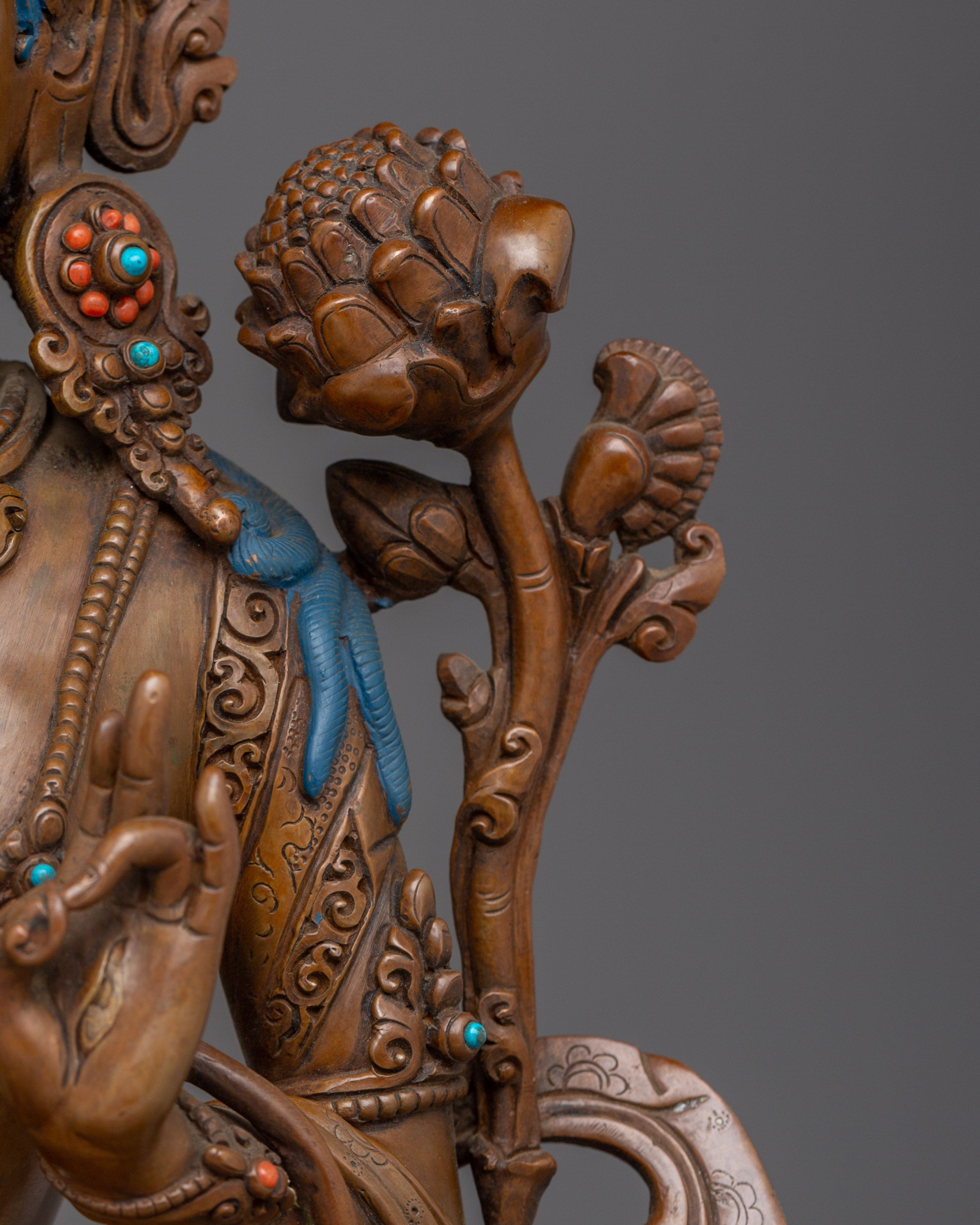 Oxidized White Tara Statue: Buddhist Healing Goddess