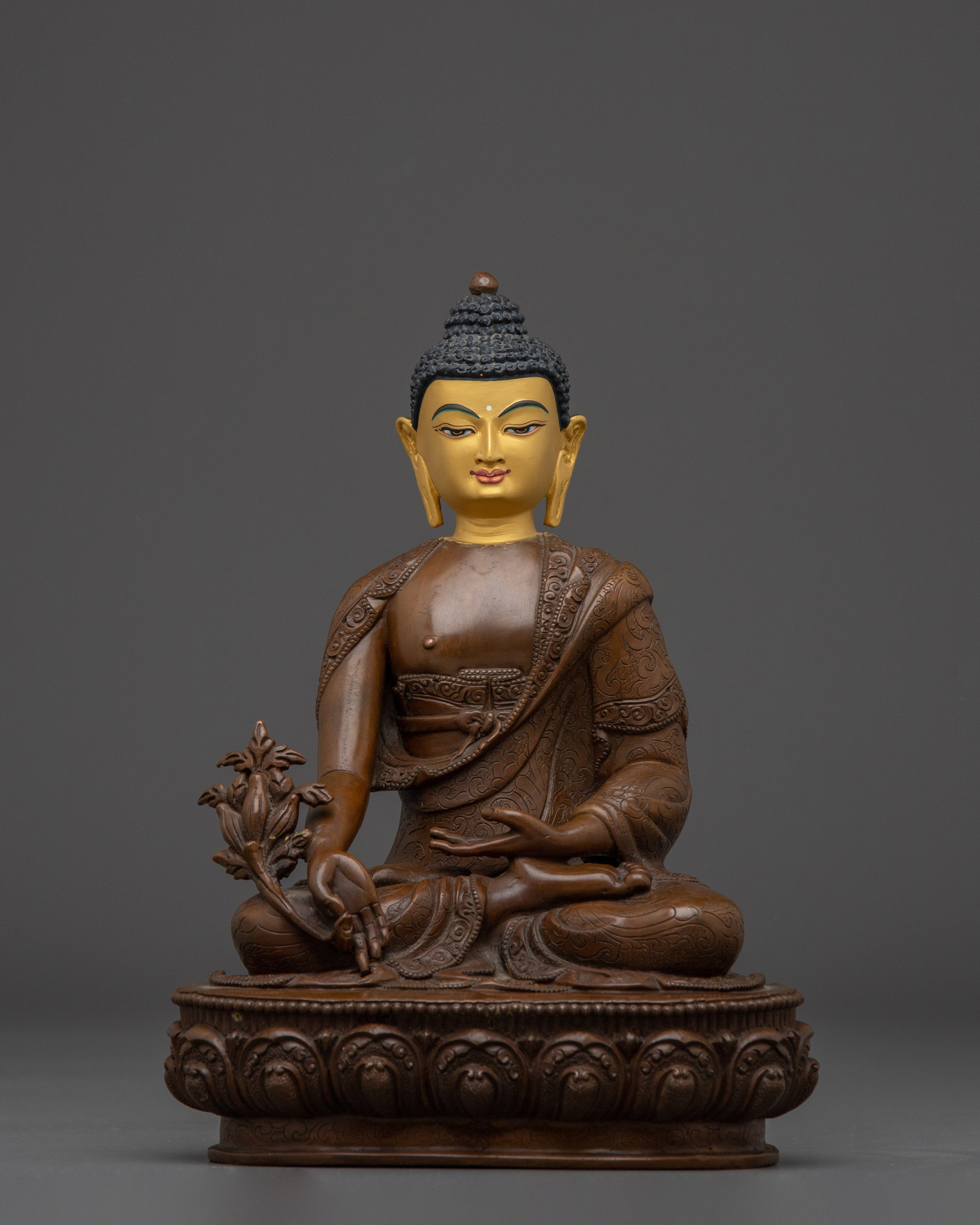 Oxidized Copper Figurine of Medicine Buddha