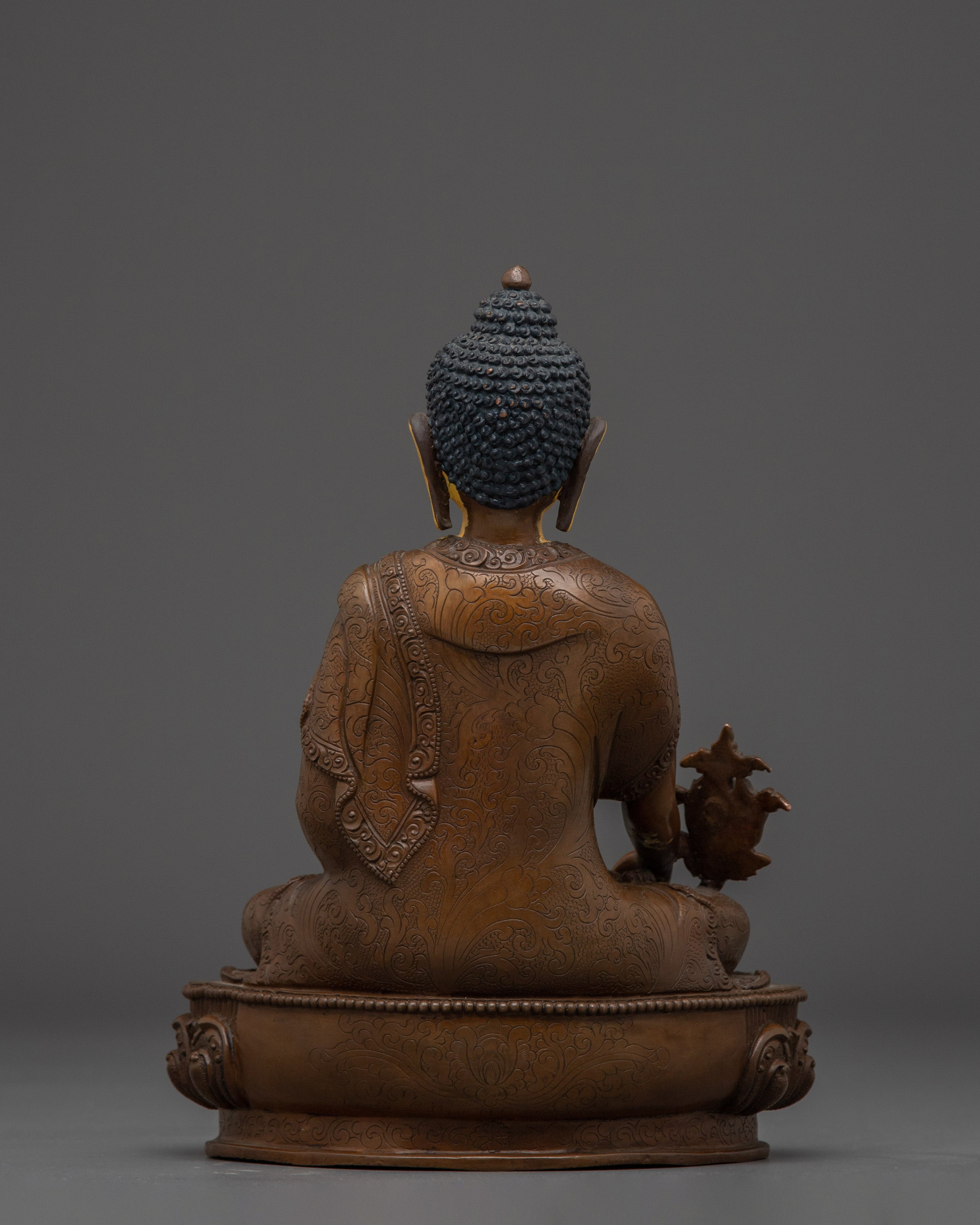 Oxidized Copper Figurine of Medicine Buddha | Himalayan Bhaisajyaguru Artwork