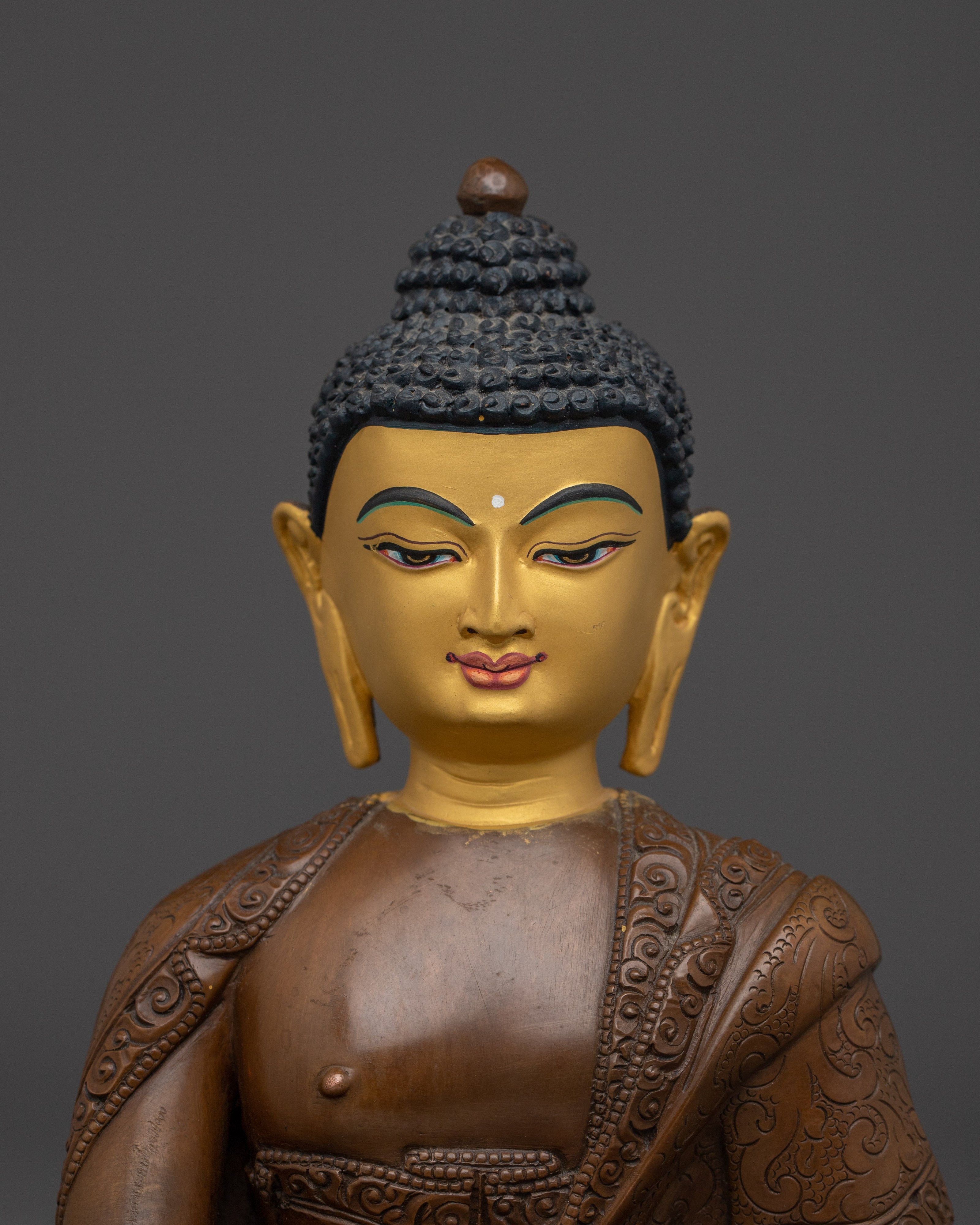 Oxidized Copper Figurine of Medicine Buddha | Himalayan Bhaisajyaguru Artwork