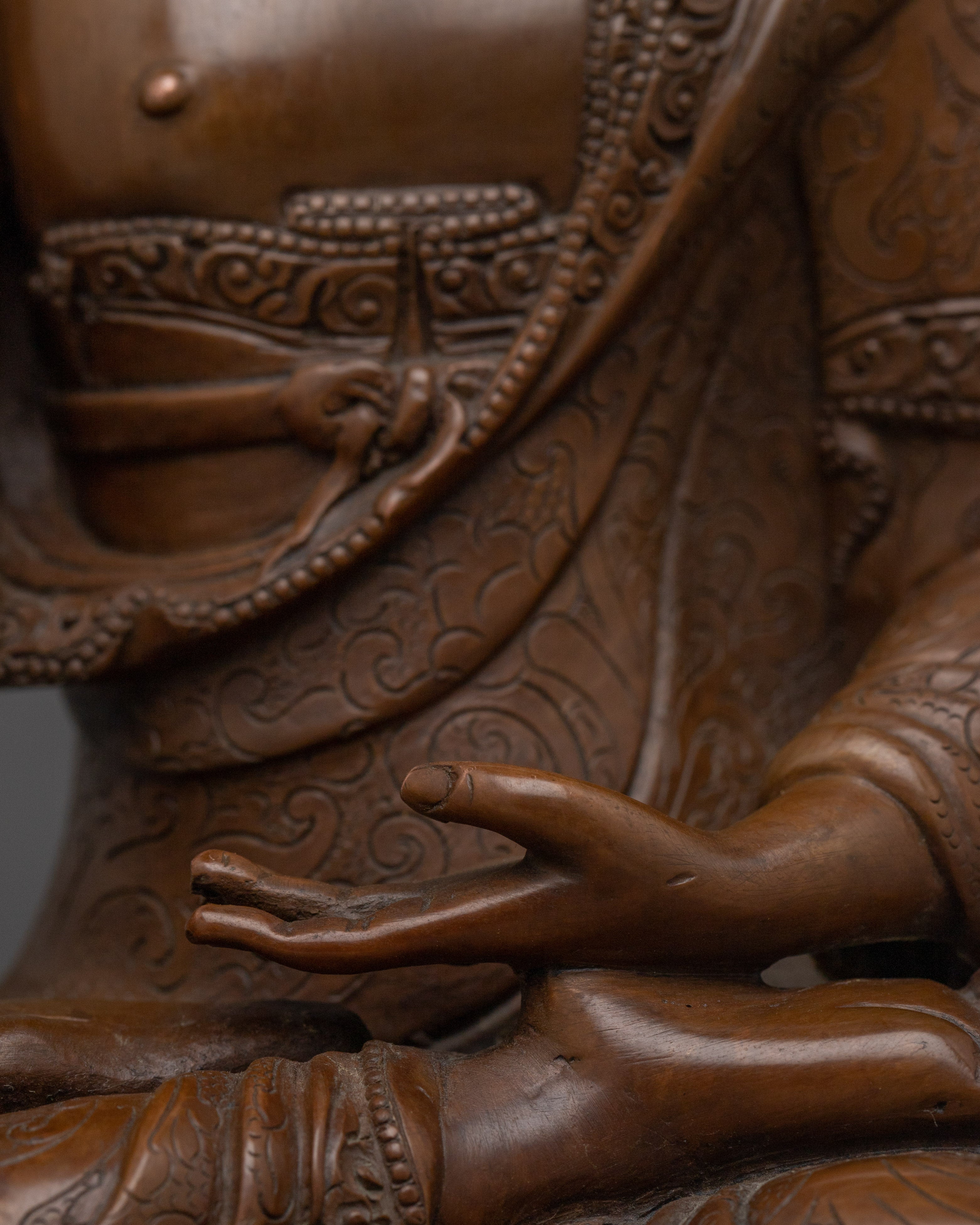 Oxidized Copper Figurine of Medicine Buddha | Himalayan Bhaisajyaguru Artwork